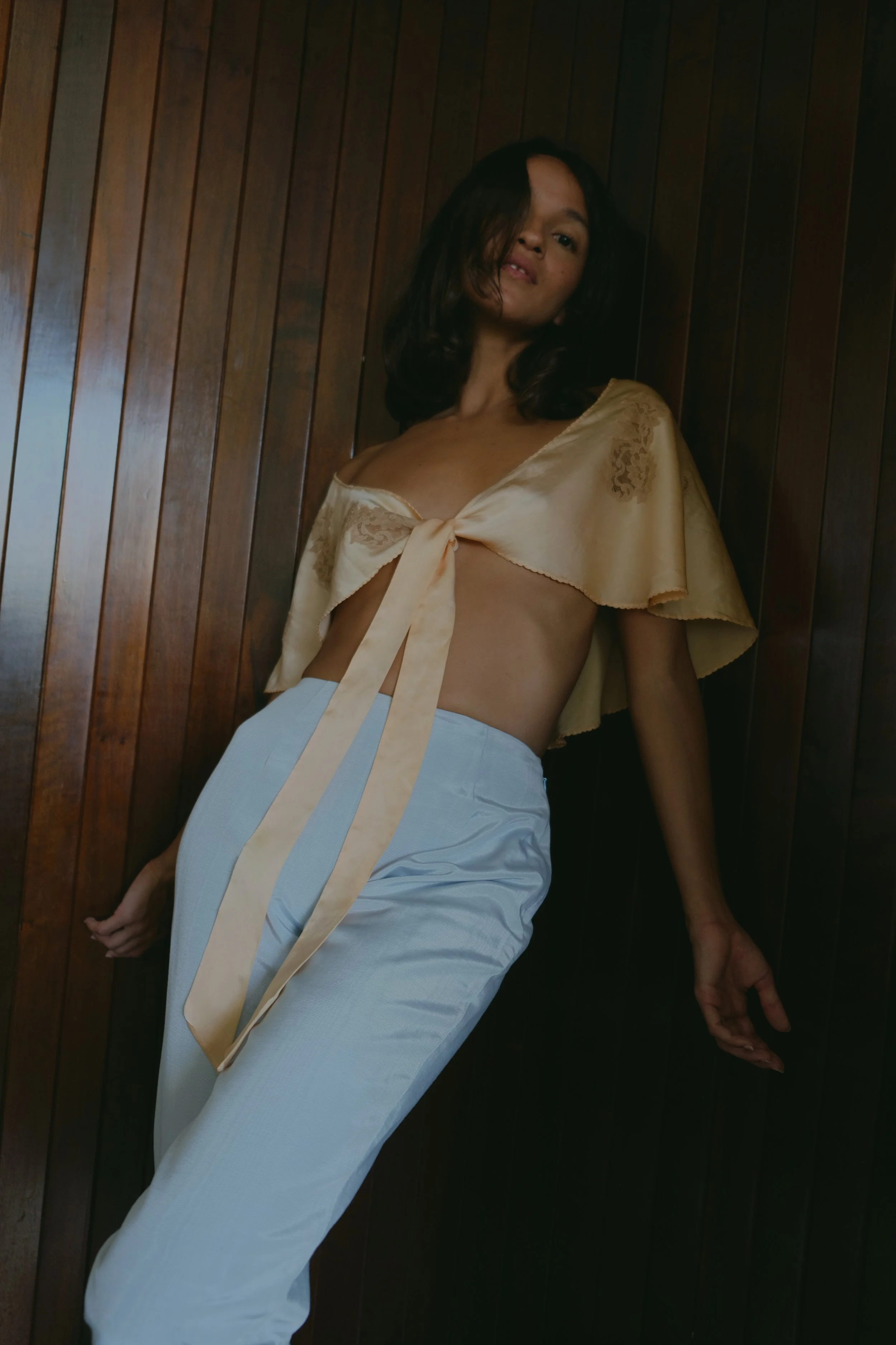 90s Cynthia Rowley Blue Moire Cigarette Pants - Size XS