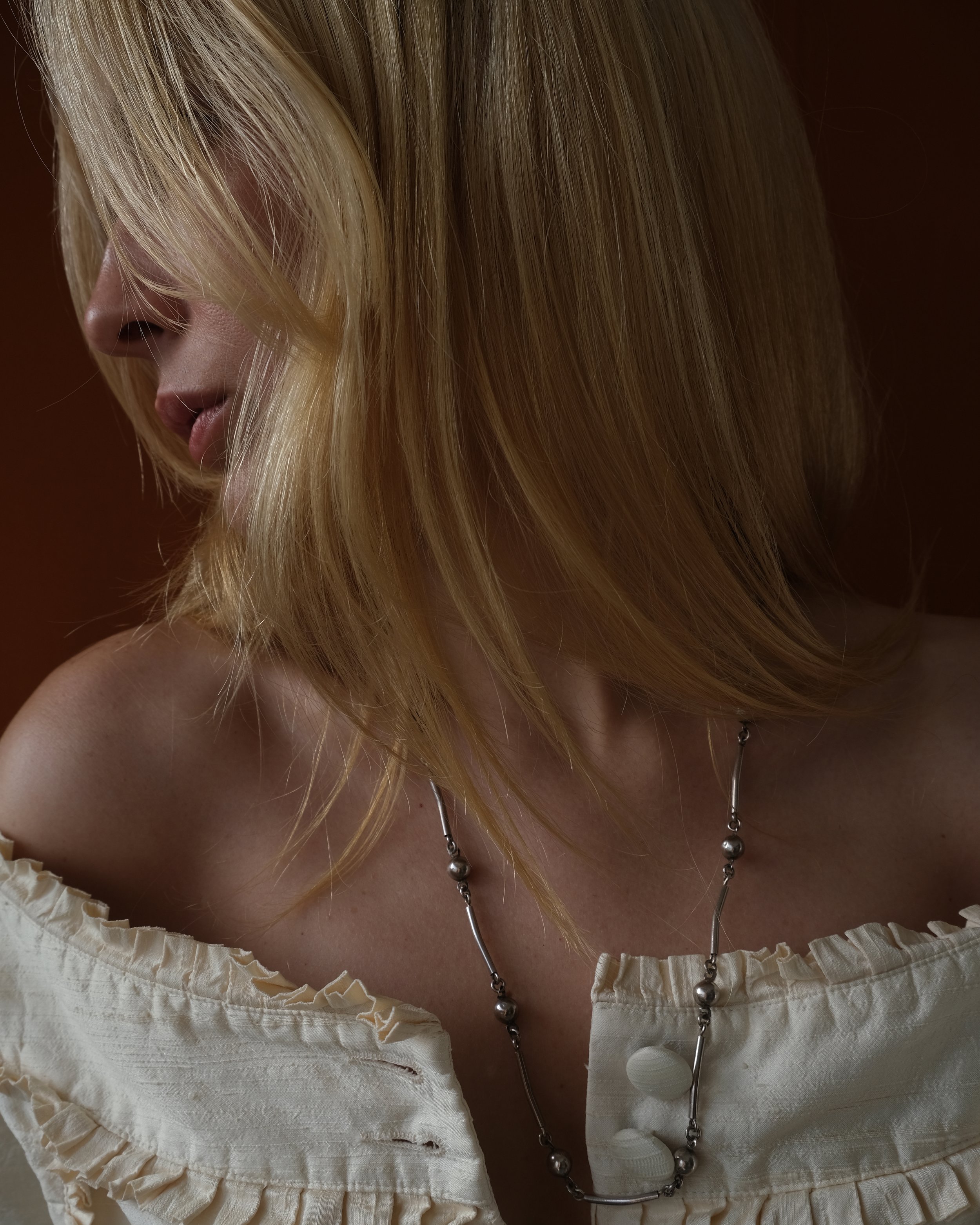 Vintage Sterling Silver Bar and Ball Necklace