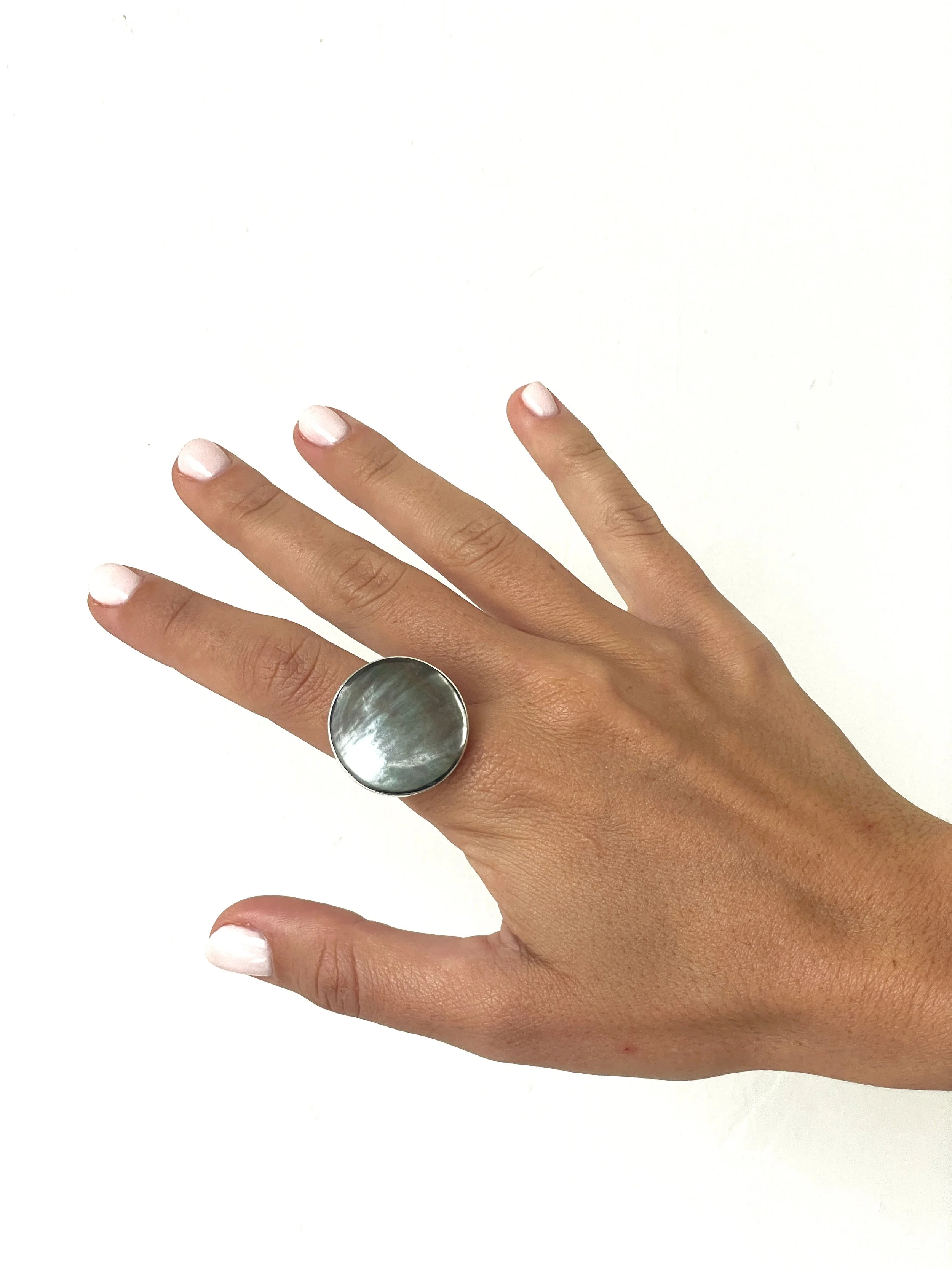 VINTAGE STERLING SILVER SHELL ADJUSTABLE RING (6)