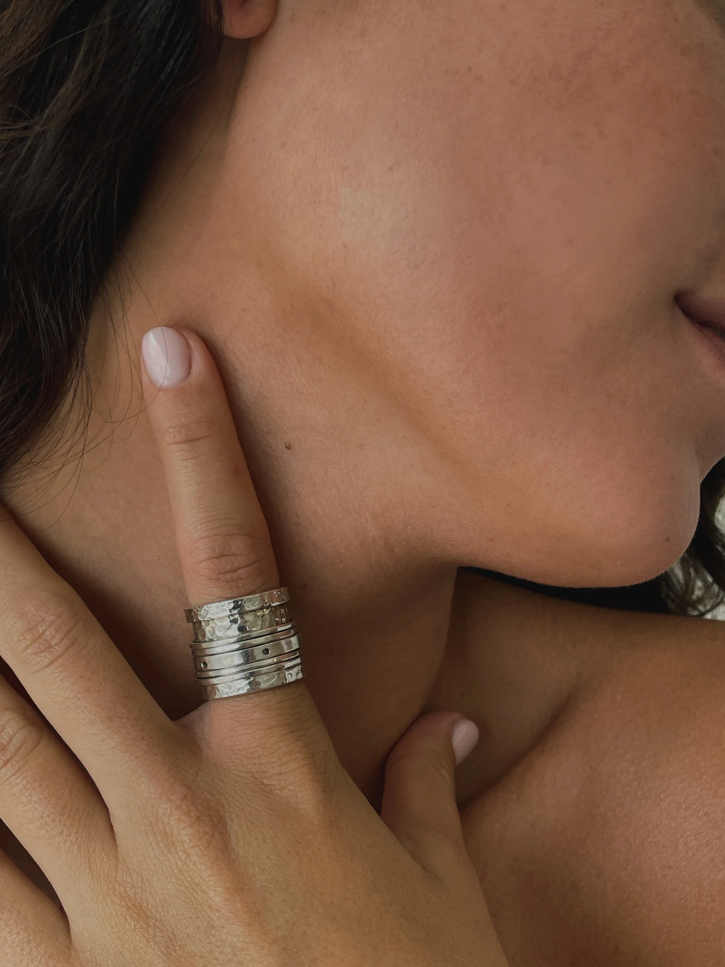 VINTAGE STERLING SILVER  SPINNER “MEDITATION” RING (7)