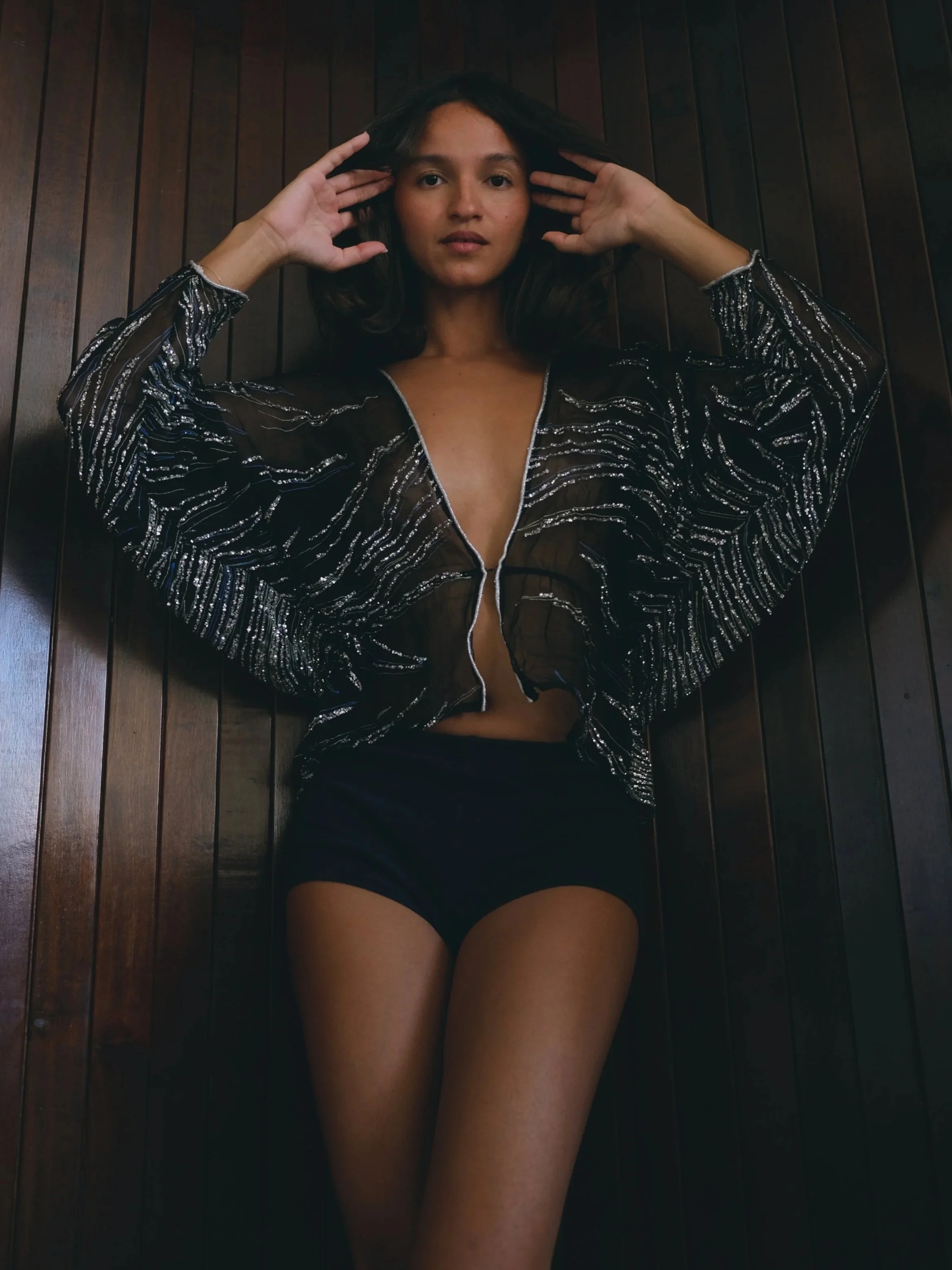 Vintage 70s Glittery Batwing Top