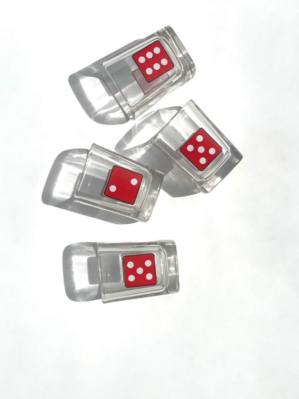 VINTAGE SET OF FOUR DICE SHOT GLASSES