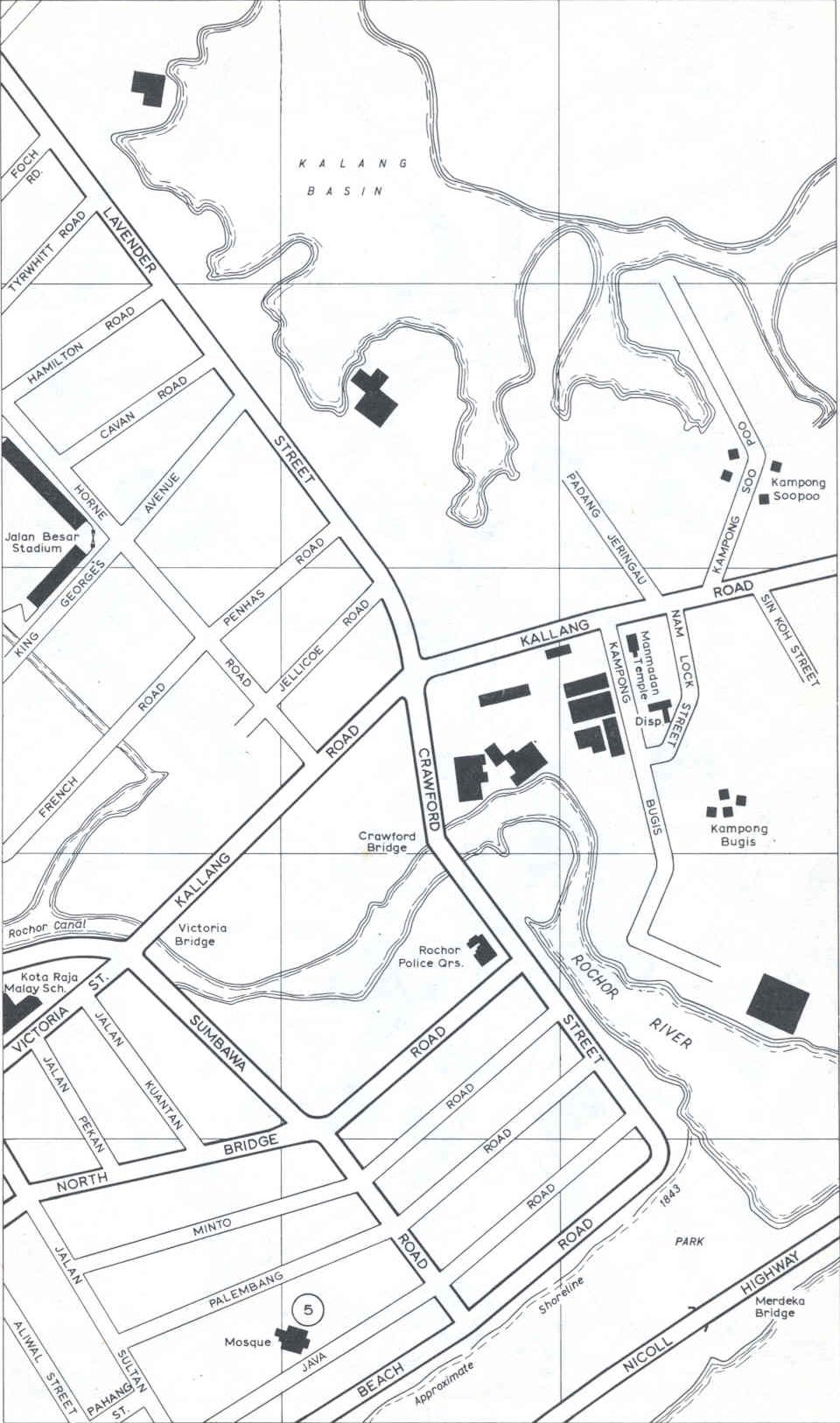 Street Map of Singapore Singapore Land Authority, 1966