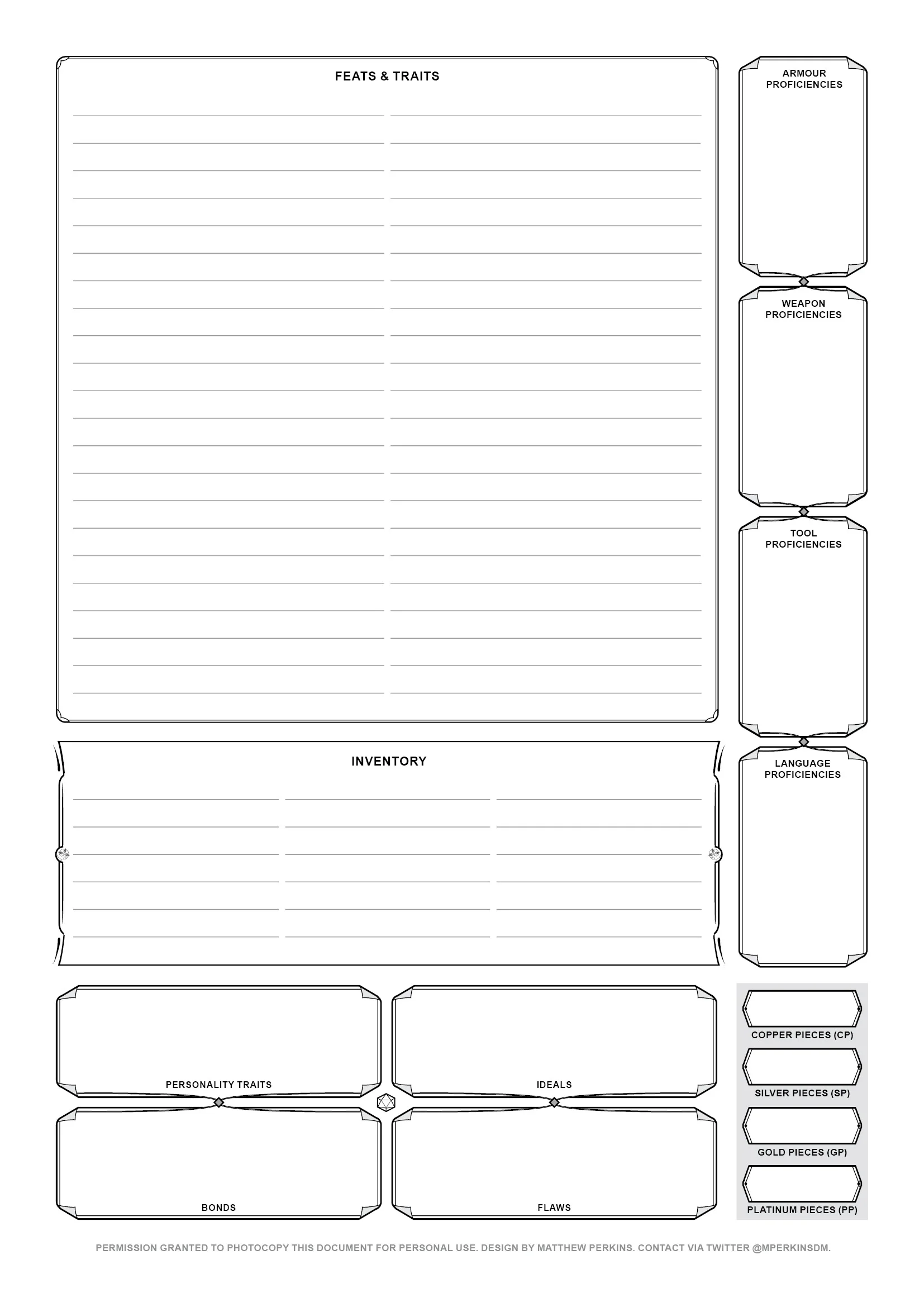 Character Sheet Design Matthew Perkins