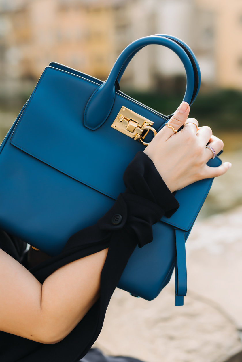 Ferragamo Mini Studio Box Handbag in Blue