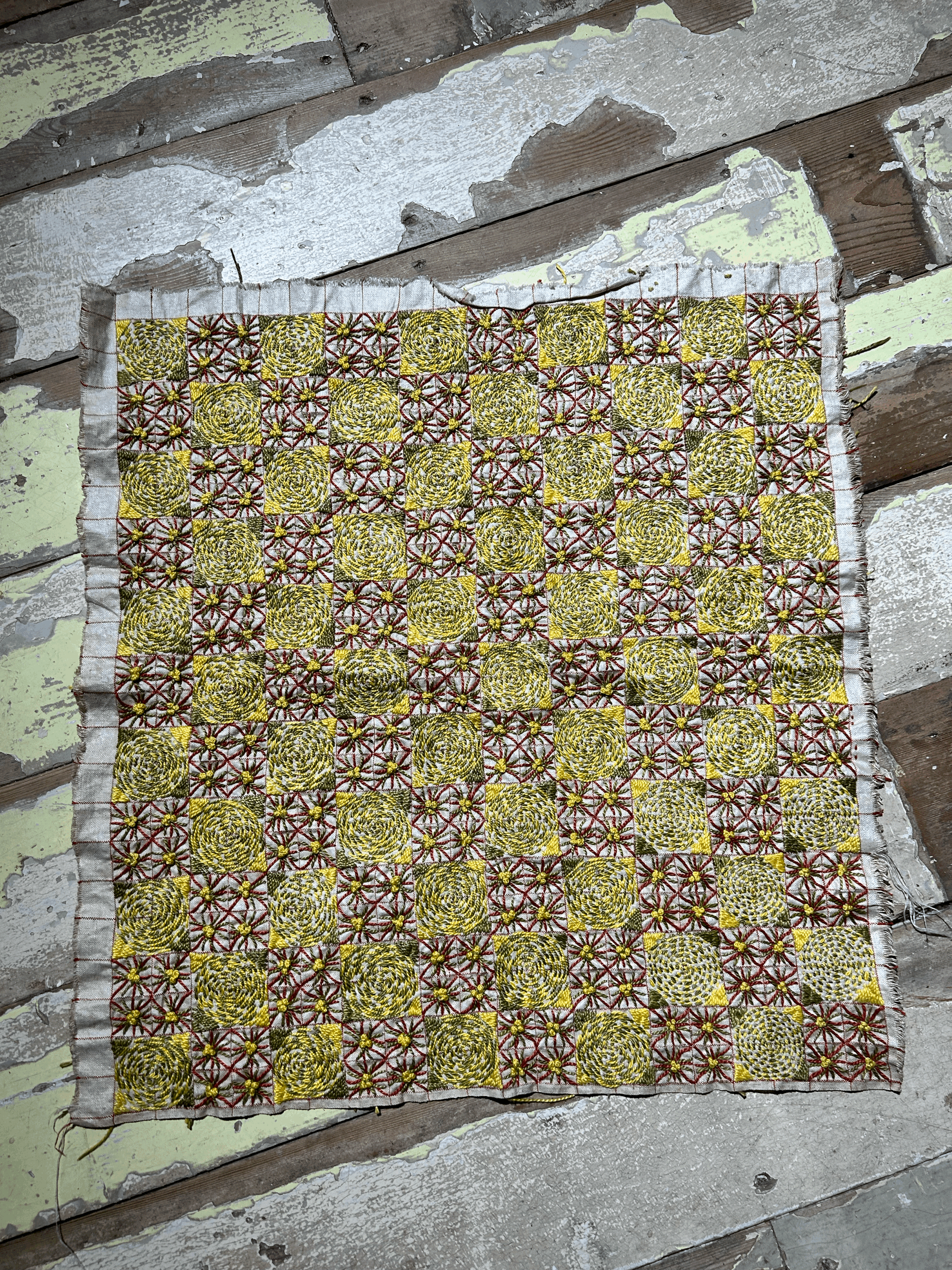 1940s hand stitched fabric