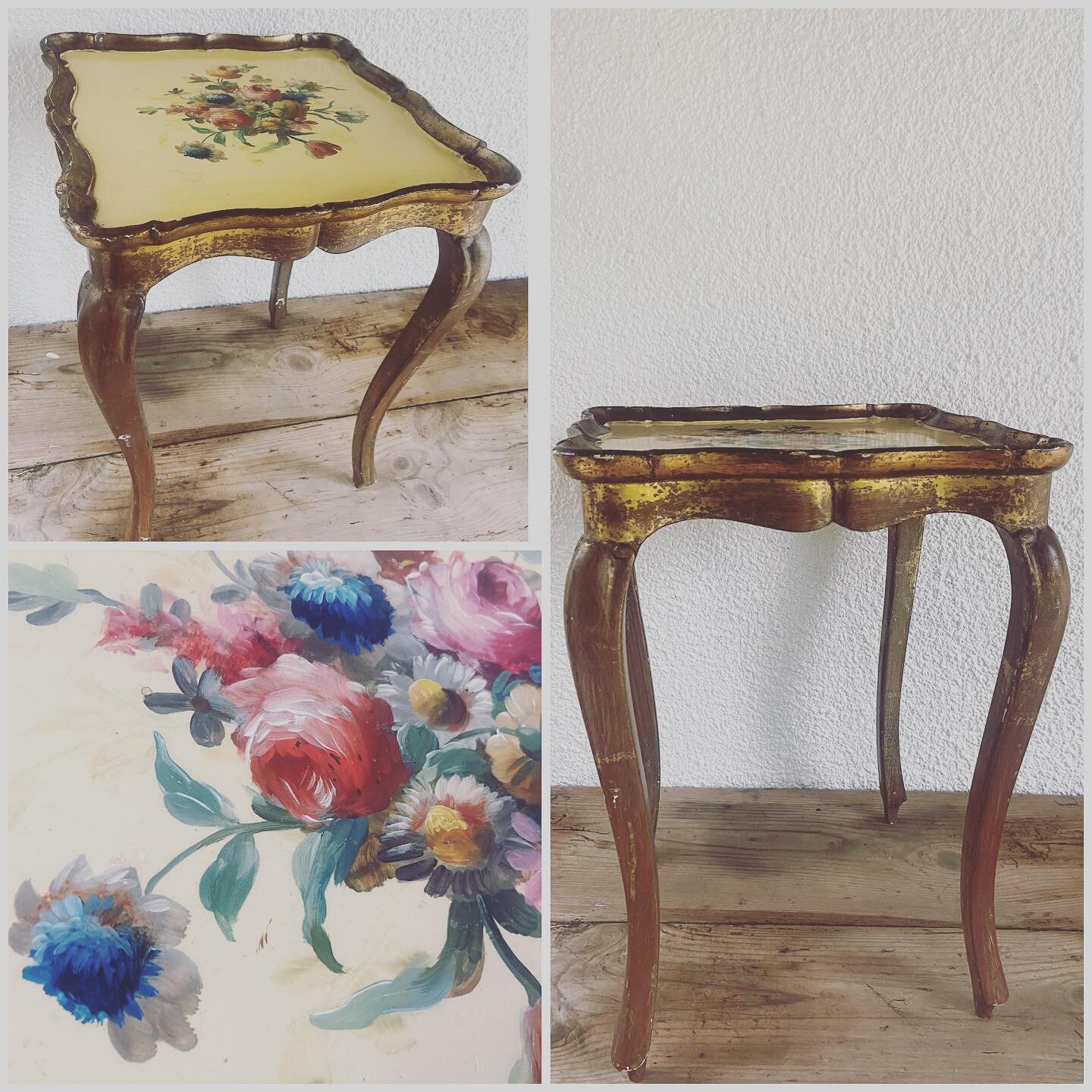 Now available ✨very beautiful hand painted side table✨please dm for information ✨🤍
.
.
.
.
.
#vintage #vintagefurniture #vintageshop #frome #antique 1920s #1930s 🤍✨