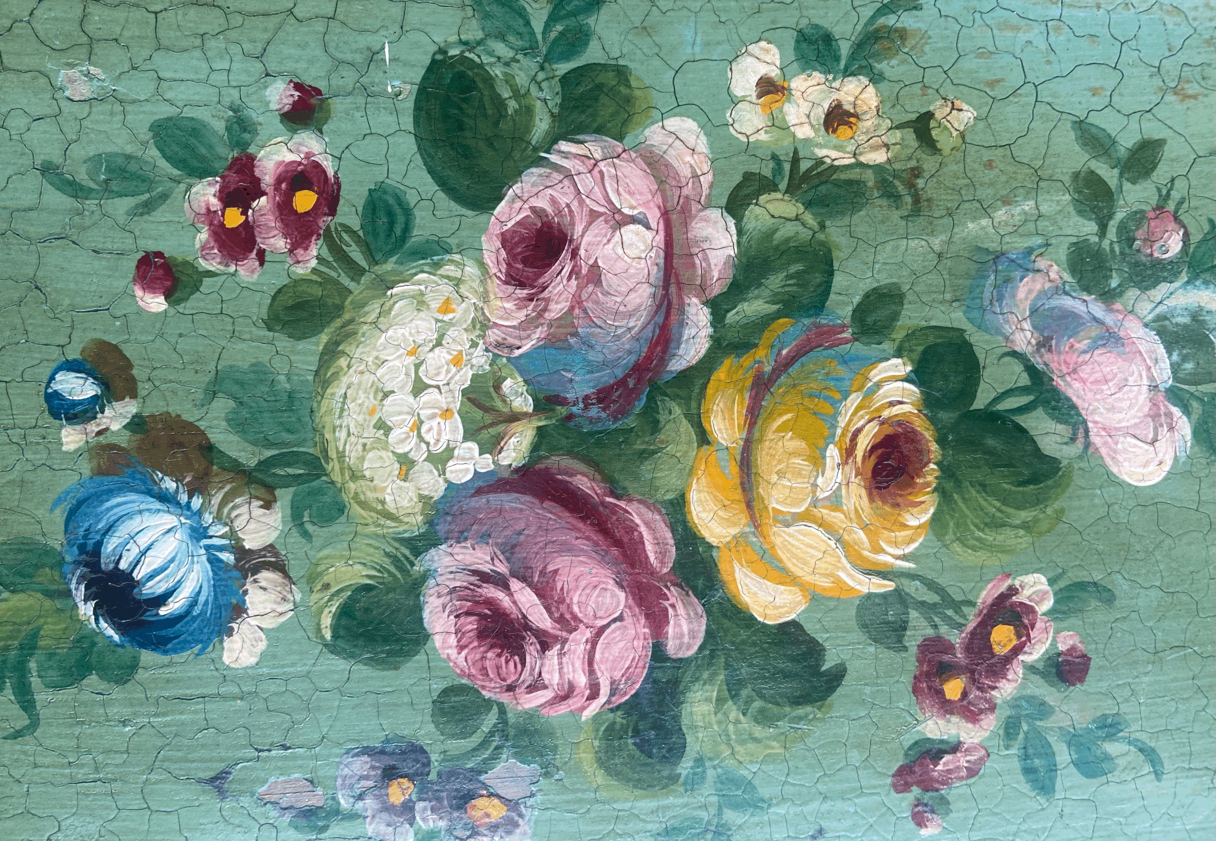 Hand painted floral tray