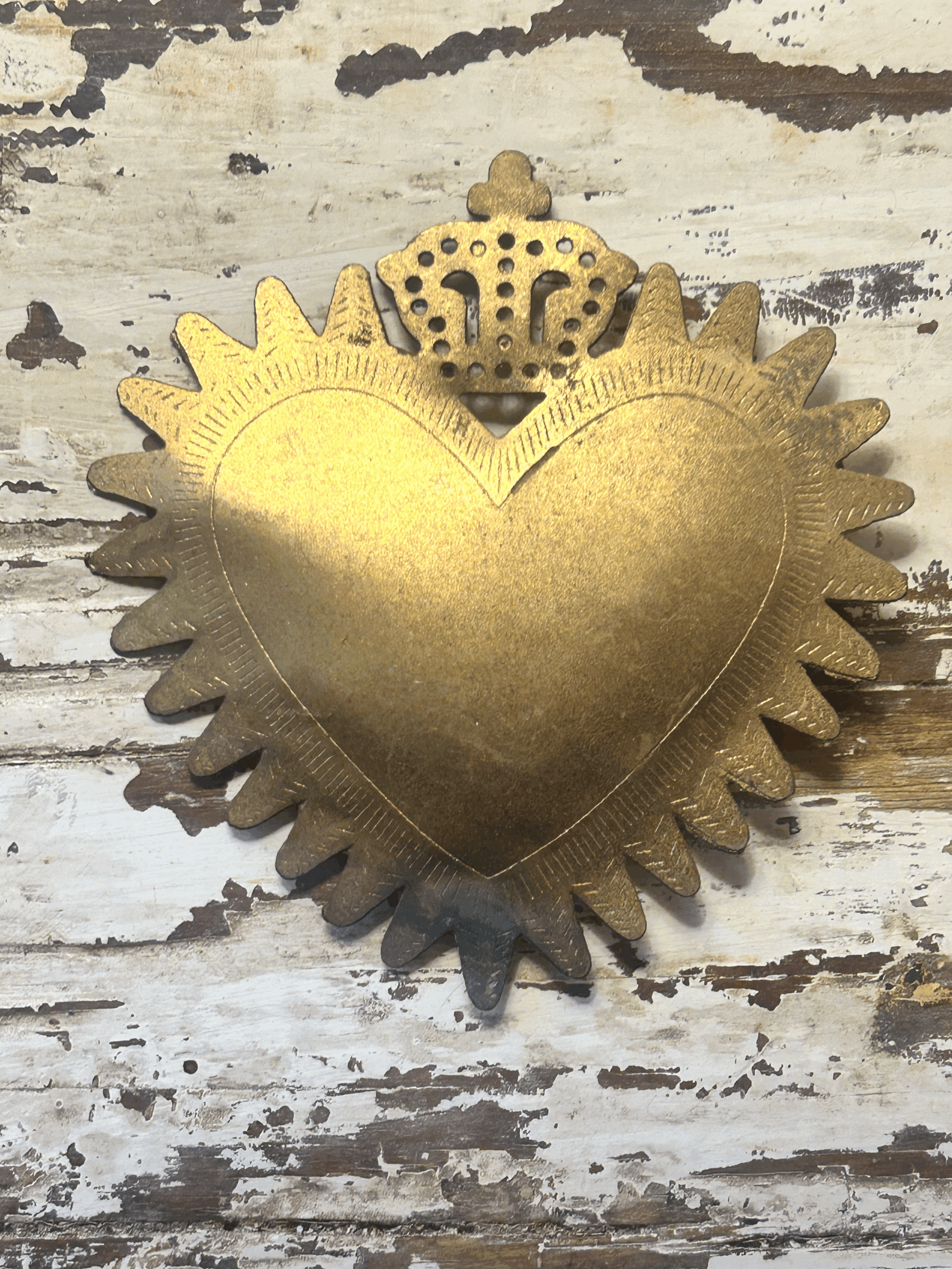 gold ex voto heart