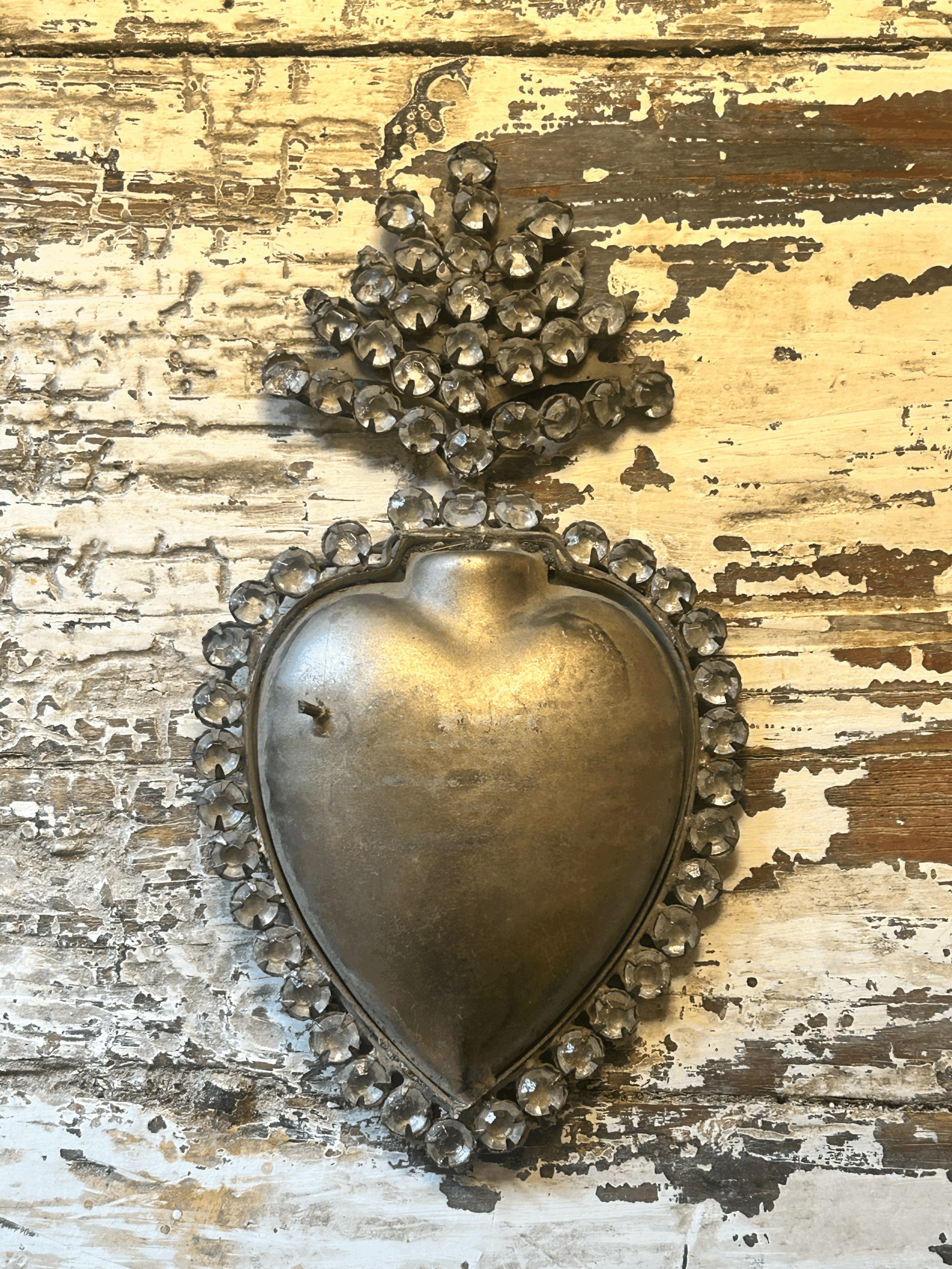 Large with rhinestone ex voto heart