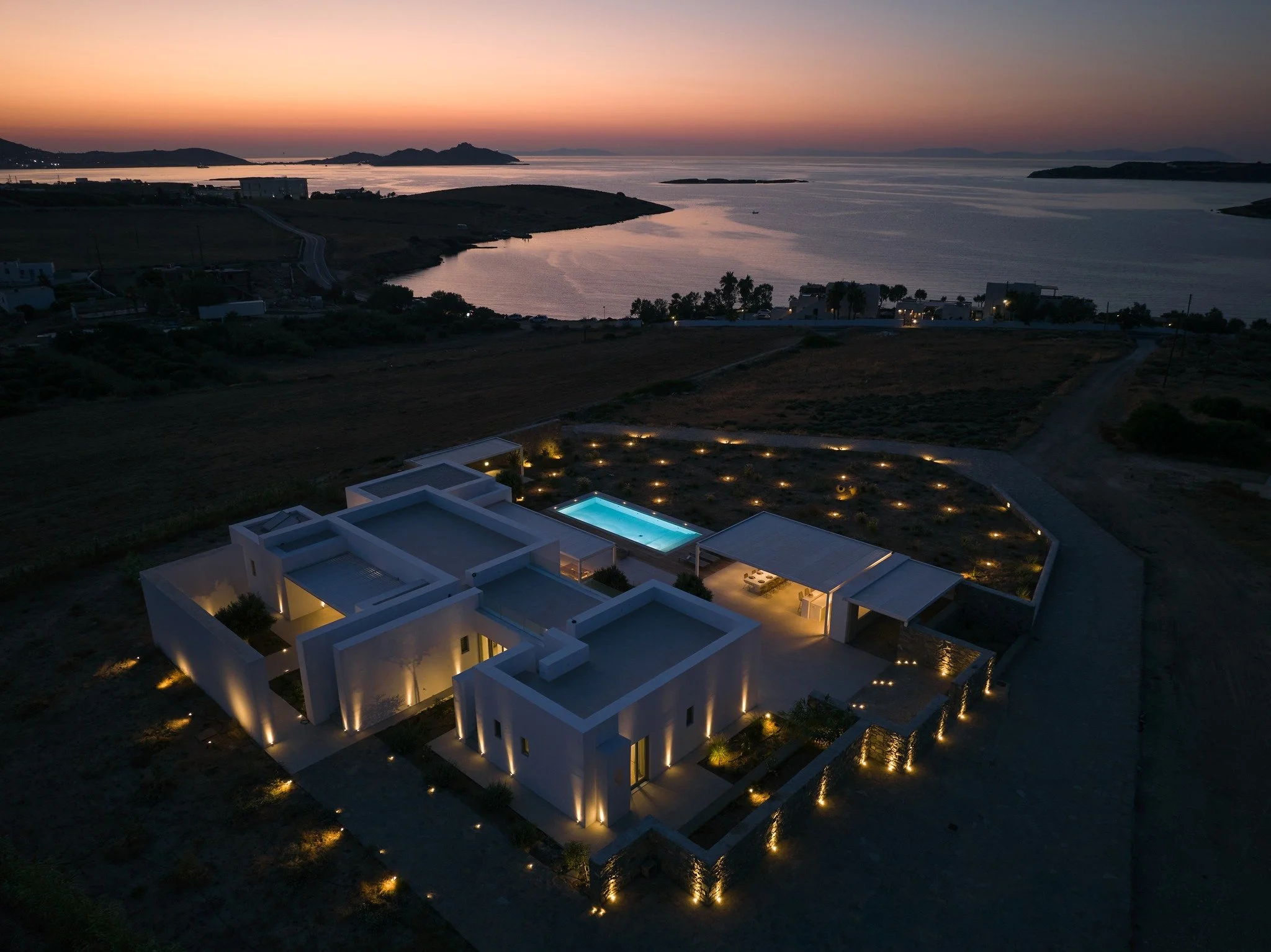 Experience modern island living in this stunning brand-new 5-bedroom villa, ideally located in the exclusive Xifara &ndash; Santa Maria area of Paros. Boasting breathtaking views of the Aegean Sea, this elegant property blends contemporary architectu