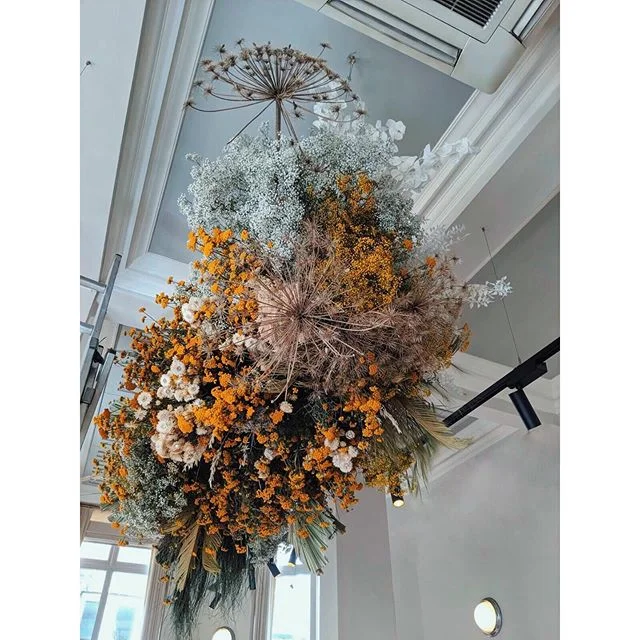 One of the late Summer pieces we installed for you to dine under if you are lucky enough to get a table at @thecloveclub 🍑