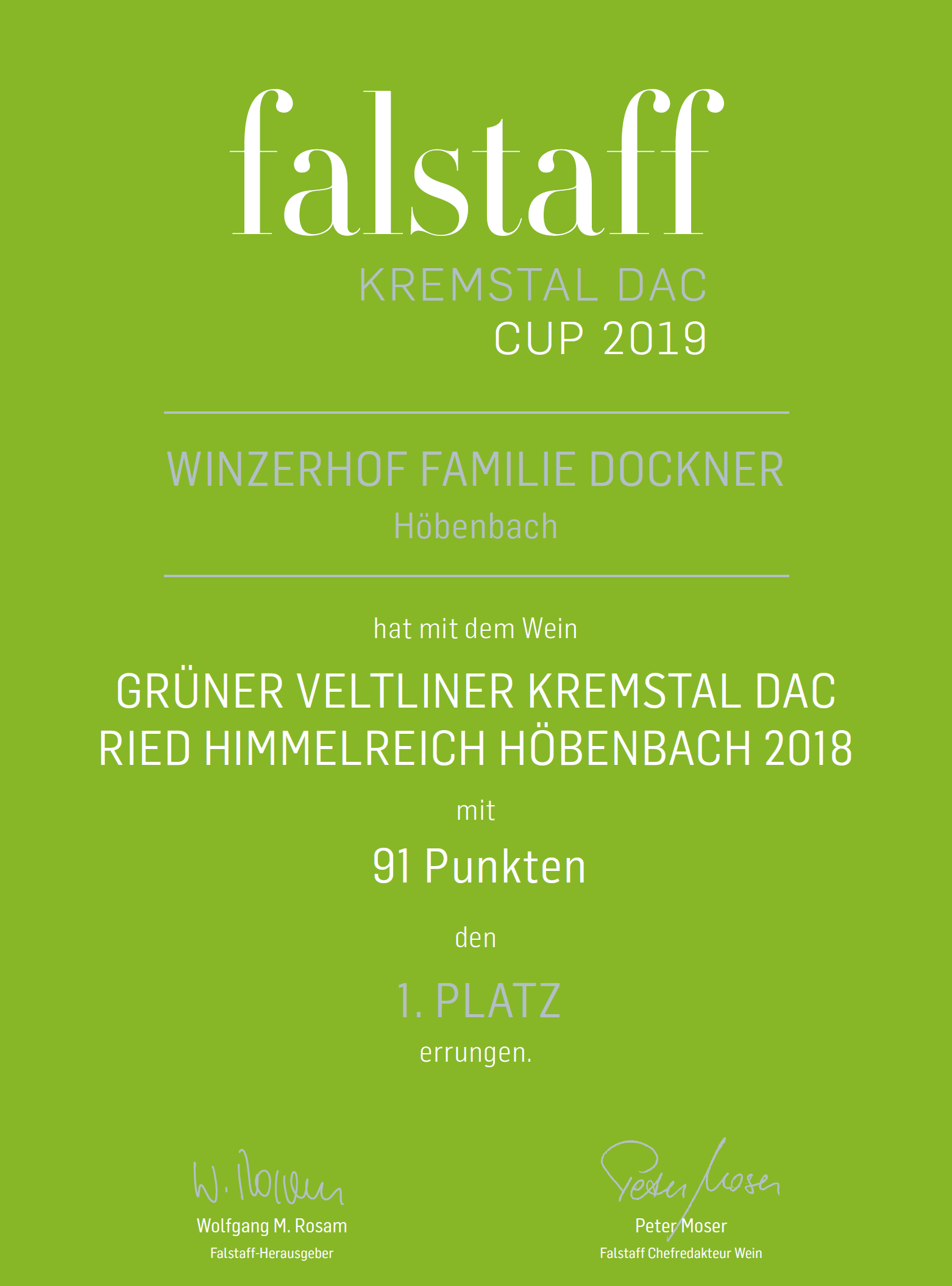 1. Platz beim Falstaff Kremstal DAC CUP 2019