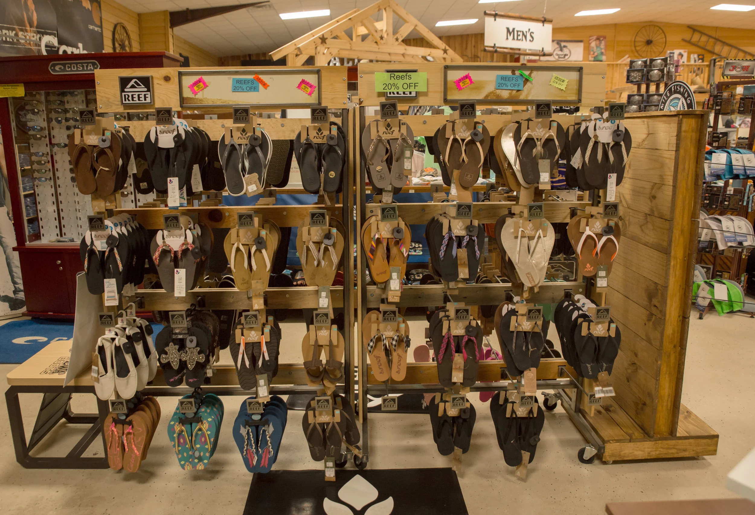 A wide selection of Reef Flip Flops. 
