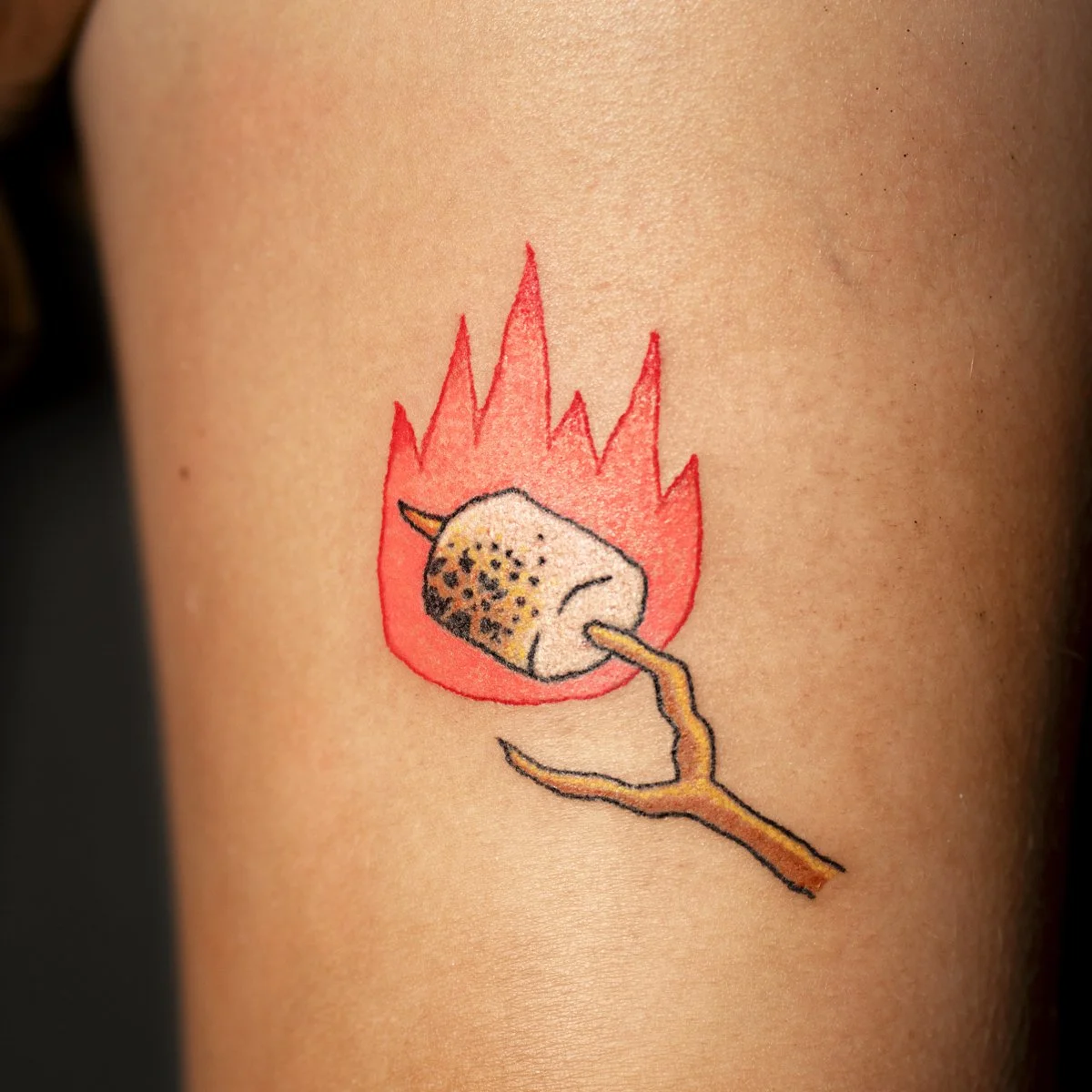marshmallow camp fire tattoo