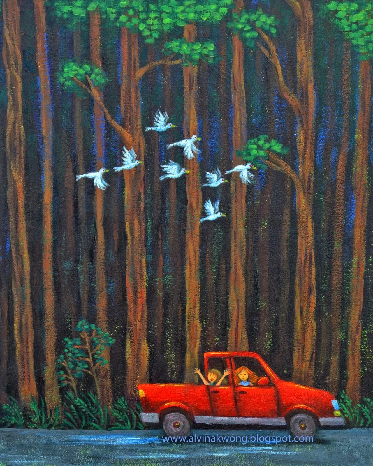 REDWOOD FOREST RED TRUCK