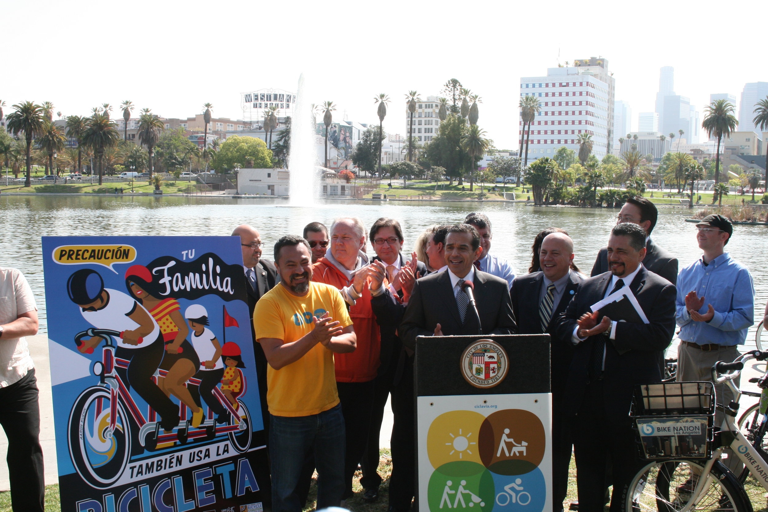 Mayor Villaraigosa presents PSA at a press conference on 4.5.2012