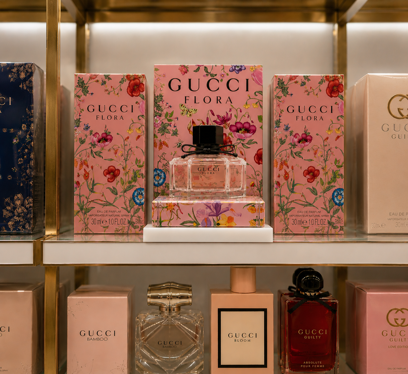 Shelf display for Gucci Flora