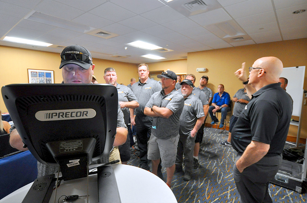 The Advantage Sport & Fitness Service Team receiving expert training straight from Precor on exciting new Preva features.