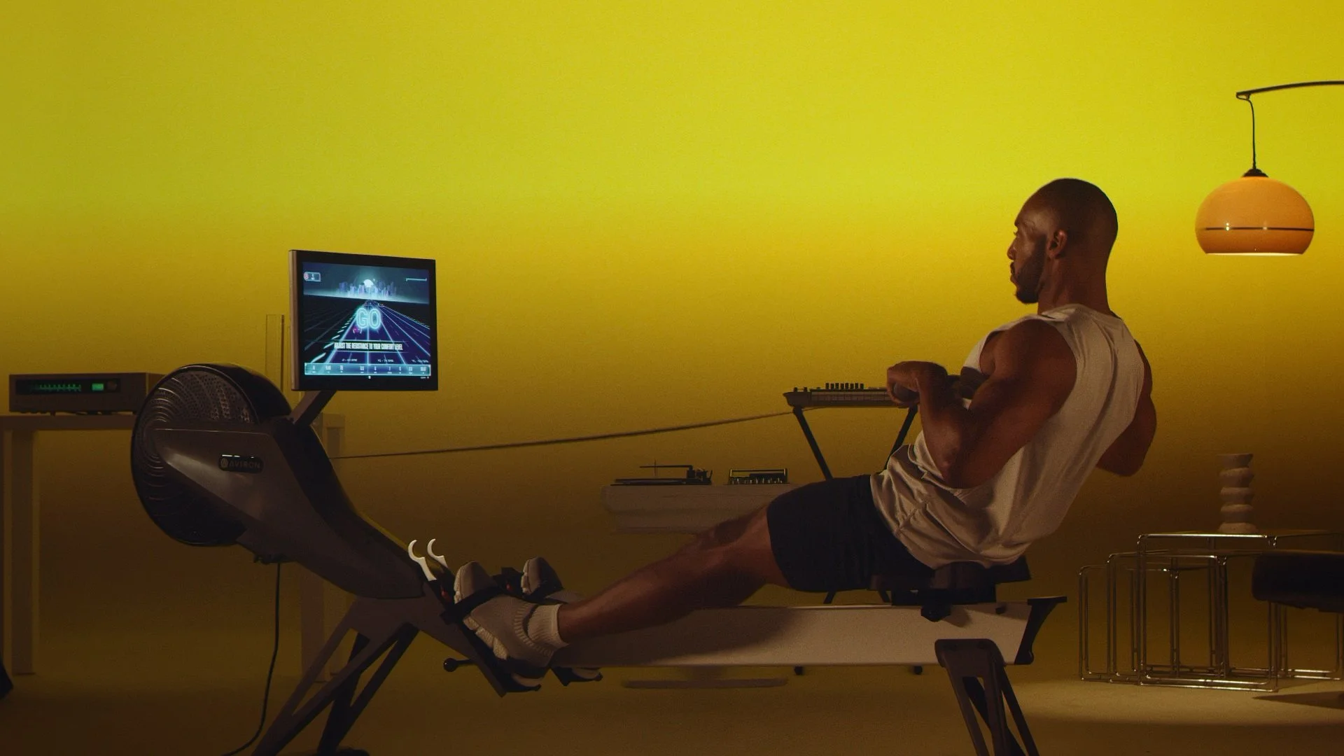 The Aviron Rower, interactive gym equipment