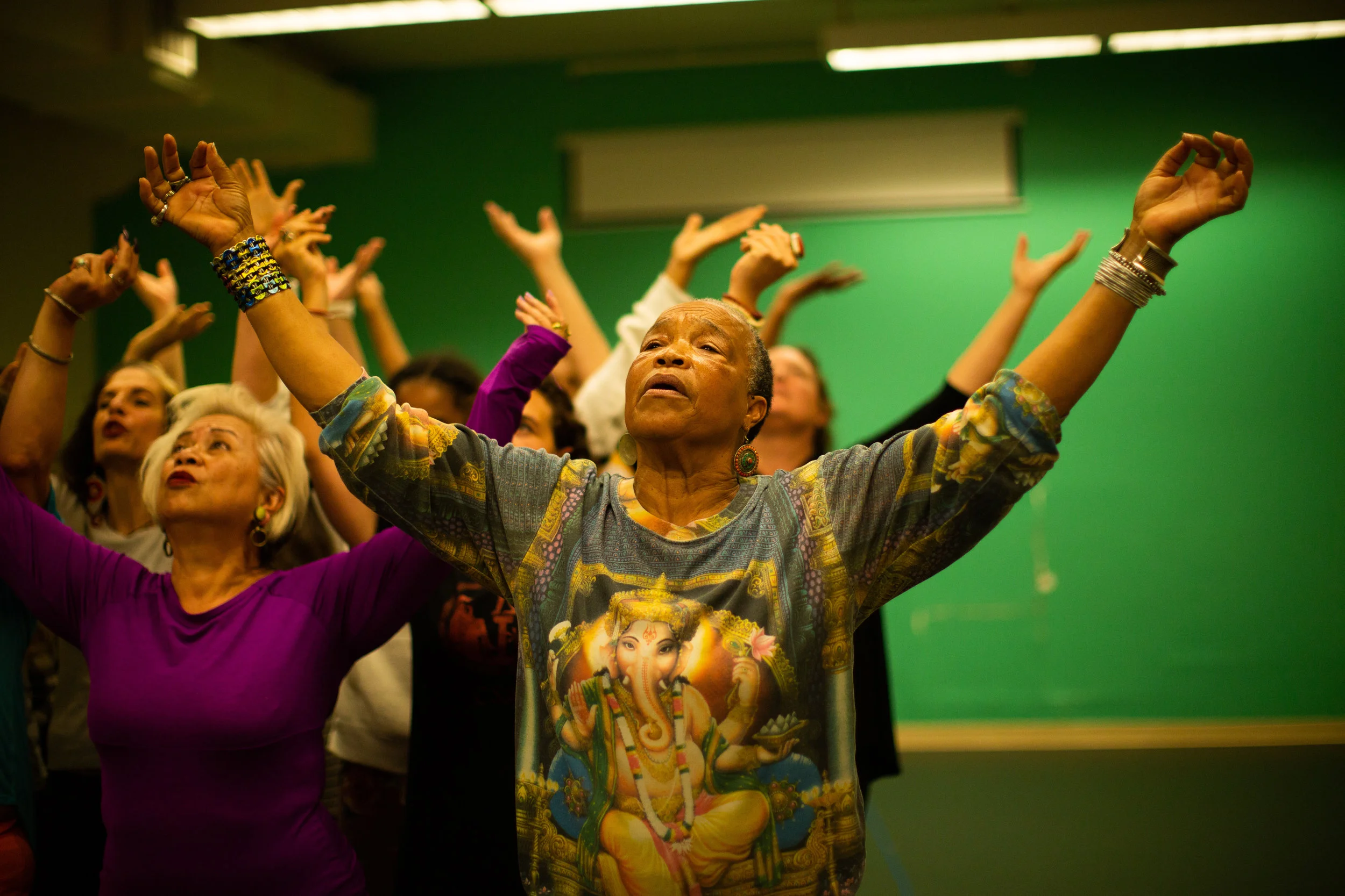 Cast members of The Medea Project rehearse “When Did Your Hands Become a Weapon?” Photo by Tumay Aslay