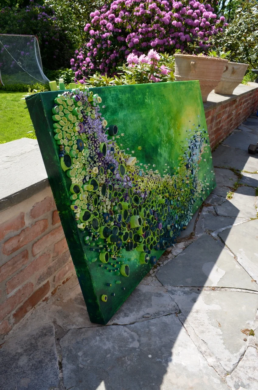 Green SeaGlass in Paper and Acrylic Paint by Amy Genser