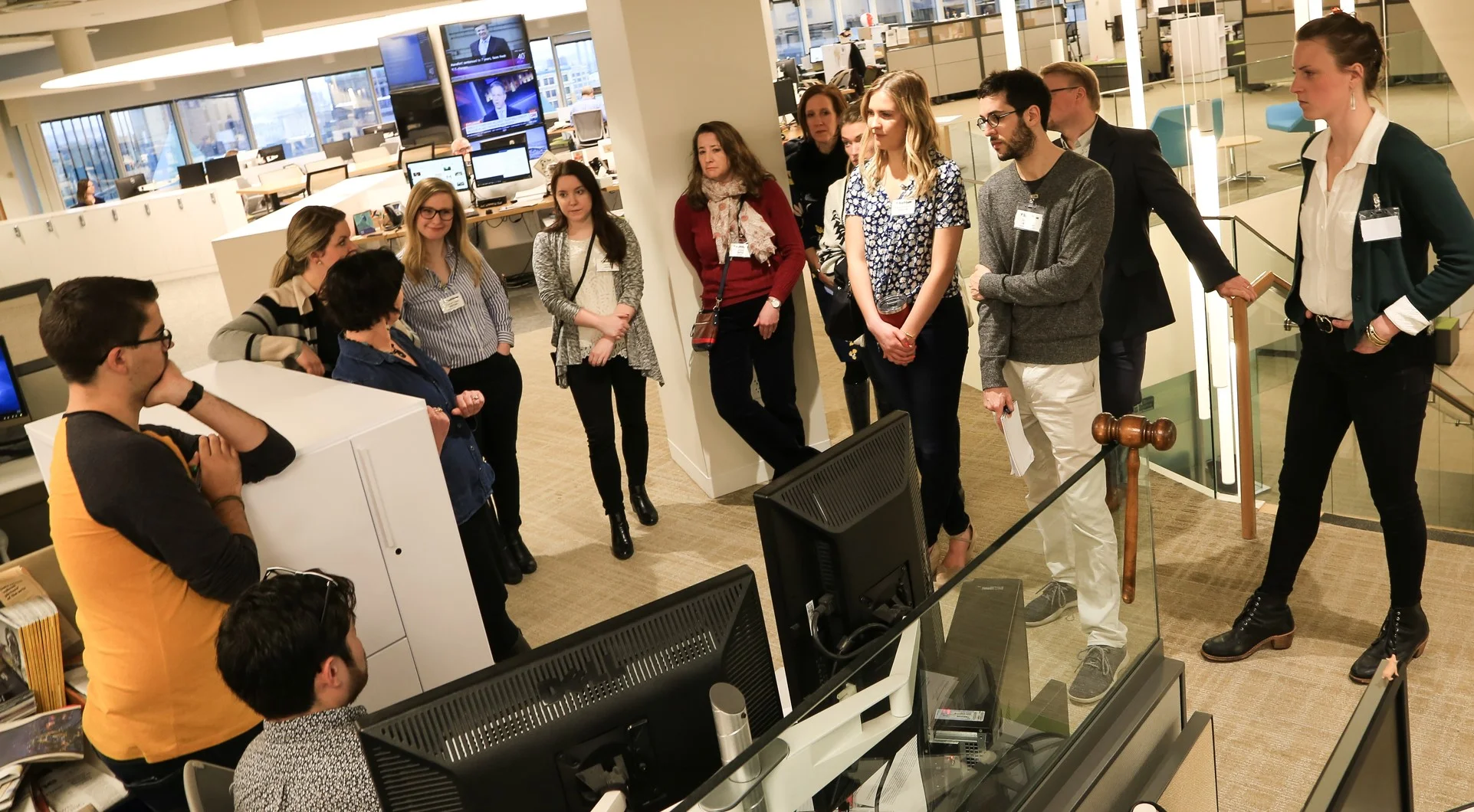 Sue Campbell, MMPA Member & StarTribune Features Editor, leads a tour of the editorial offices