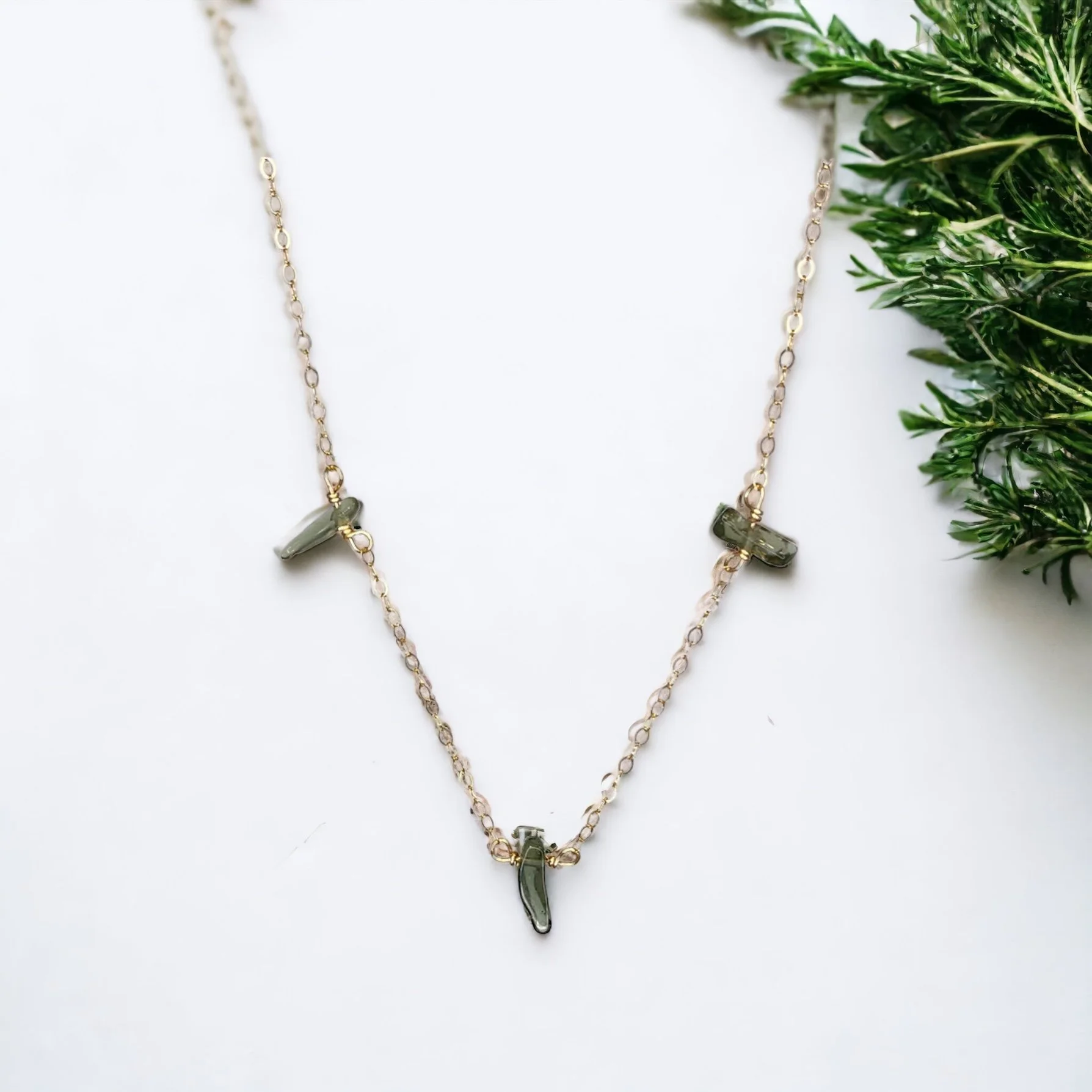 Moldavite 3-Stone Necklace