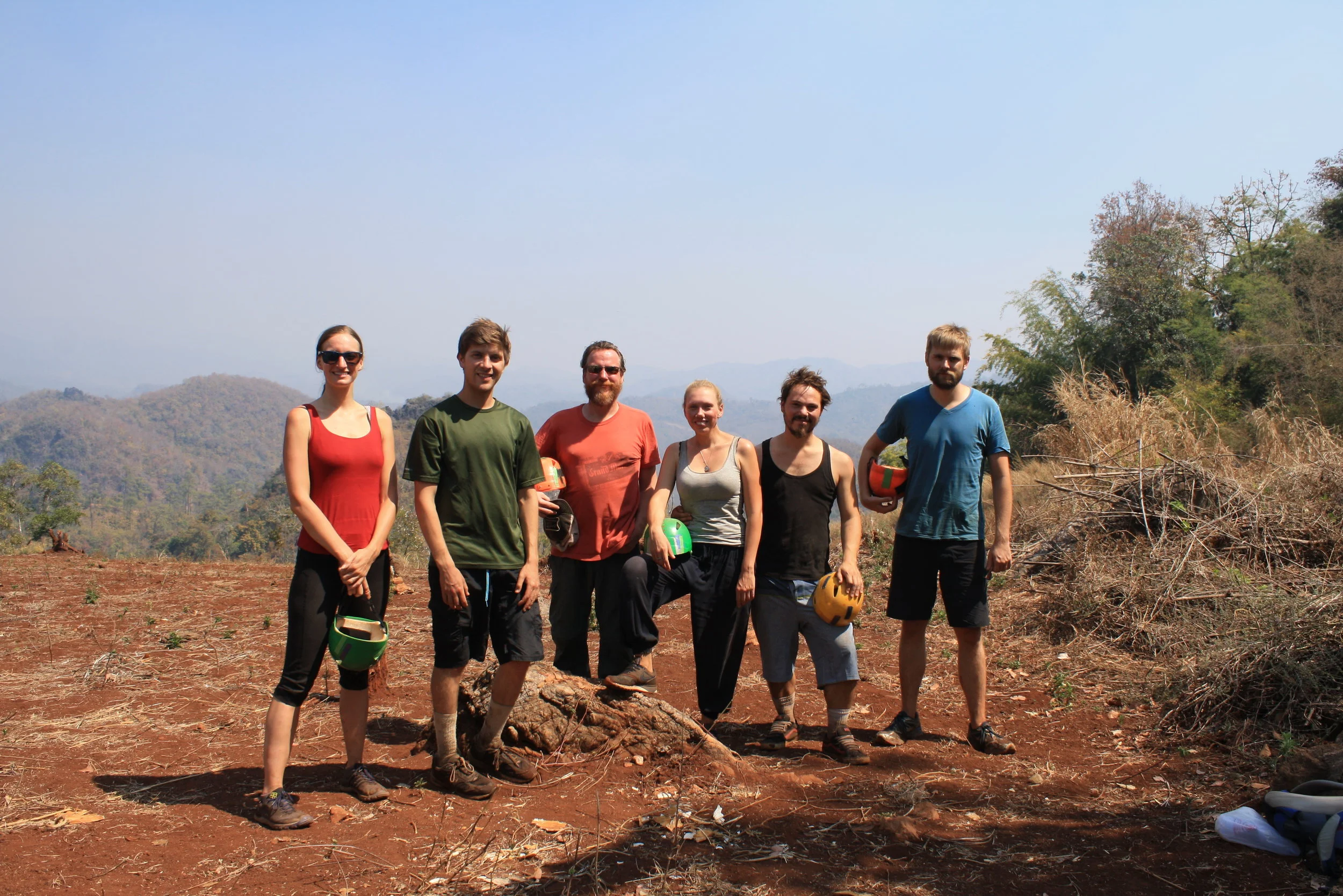 Our group from a caving tour–8 hours climbing, crawling, swimming through caves in Northern Thailand. Not sure why Jim looks so sad in this picture.