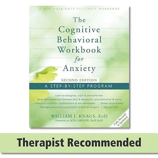 Picture of book titled the Cognitive Behavioral Workbook for anxiety