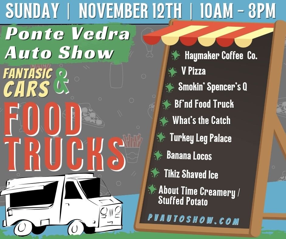 Bring your friends, family, &amp; your APPETITE to the 2023 Ponte Vedra Auto Show because not only will we have an incredible collection of stunning automobiles gathered for this annual event, we also have a tasty food truck line up for you!

#haymak