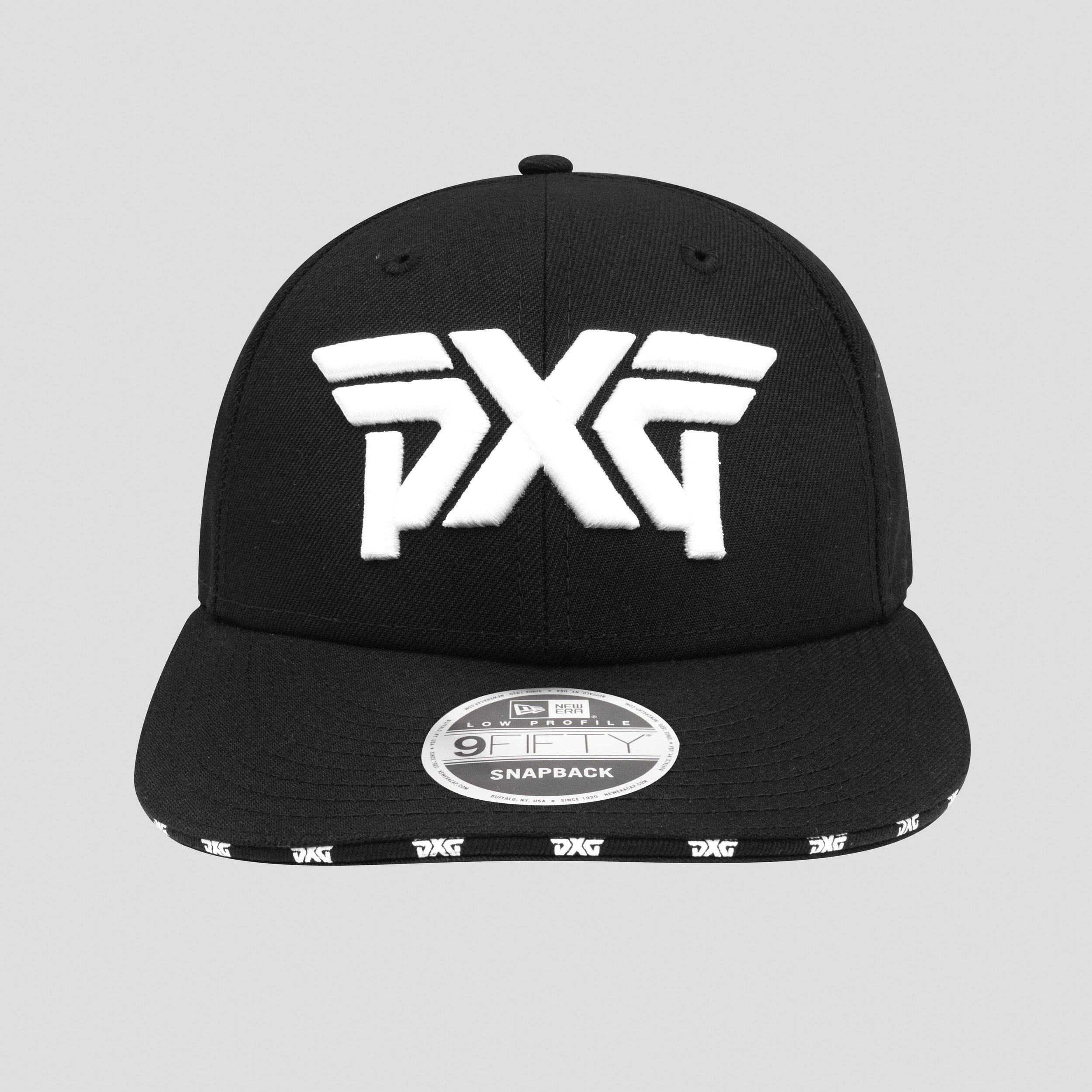 PXG - Logo Repeat 9FIFTY LP Snapback Cap – Black - Front_Sticker.jpg