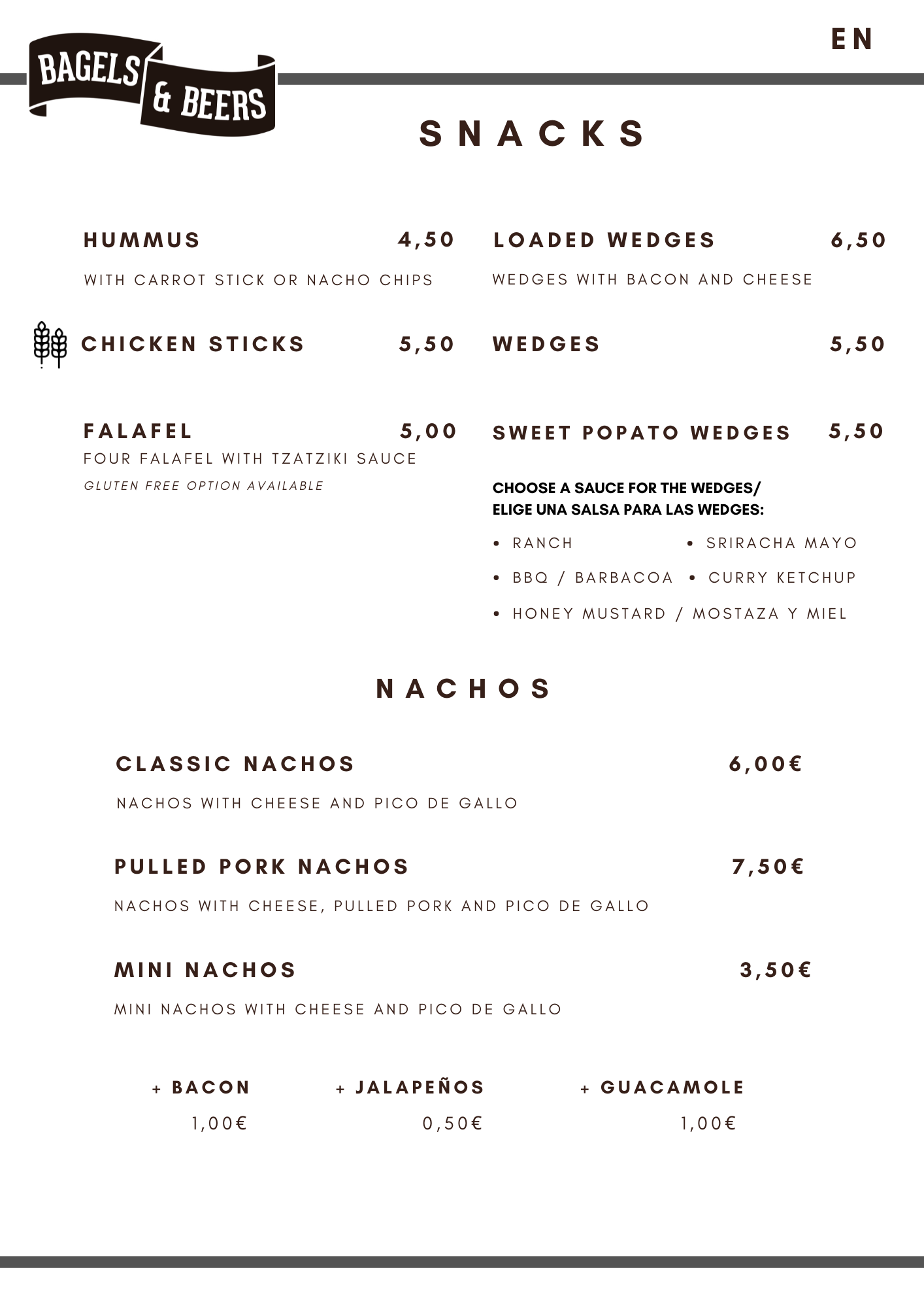 snacks at bagels and beers