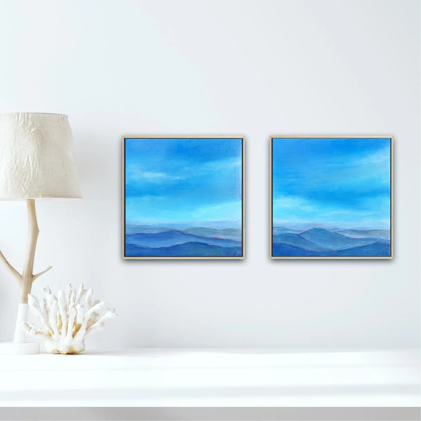 New mountainscapes on the wall. &ldquo;Mountainscape Blue Series&rdquo;, 8x8, oil on panel.