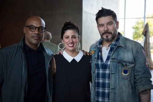 Jerome Lagarrigue, Lauren, and Tim Okamura at the Premiere of HEAVYWEIGHTPAINT at the Modern FW