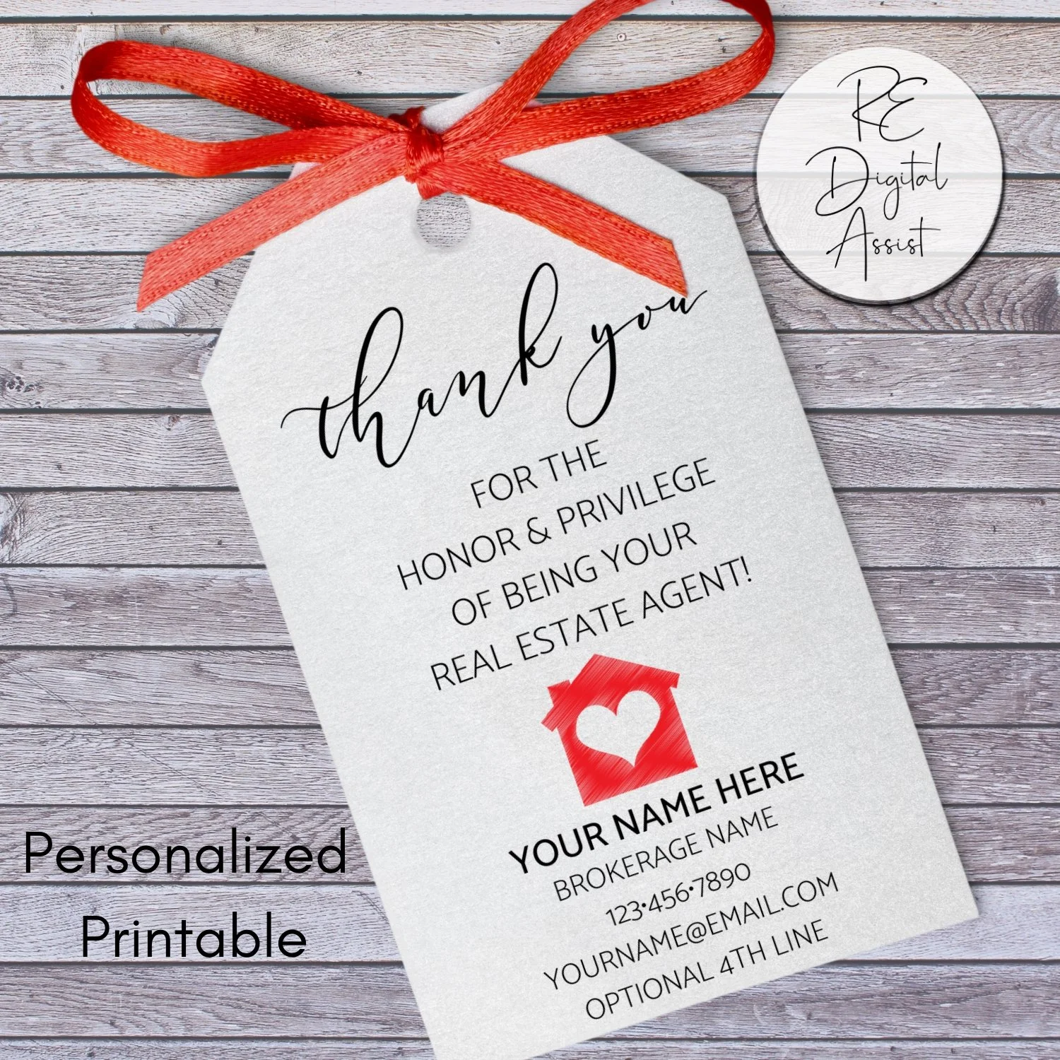 Heart House Real Estate Thank You Tags