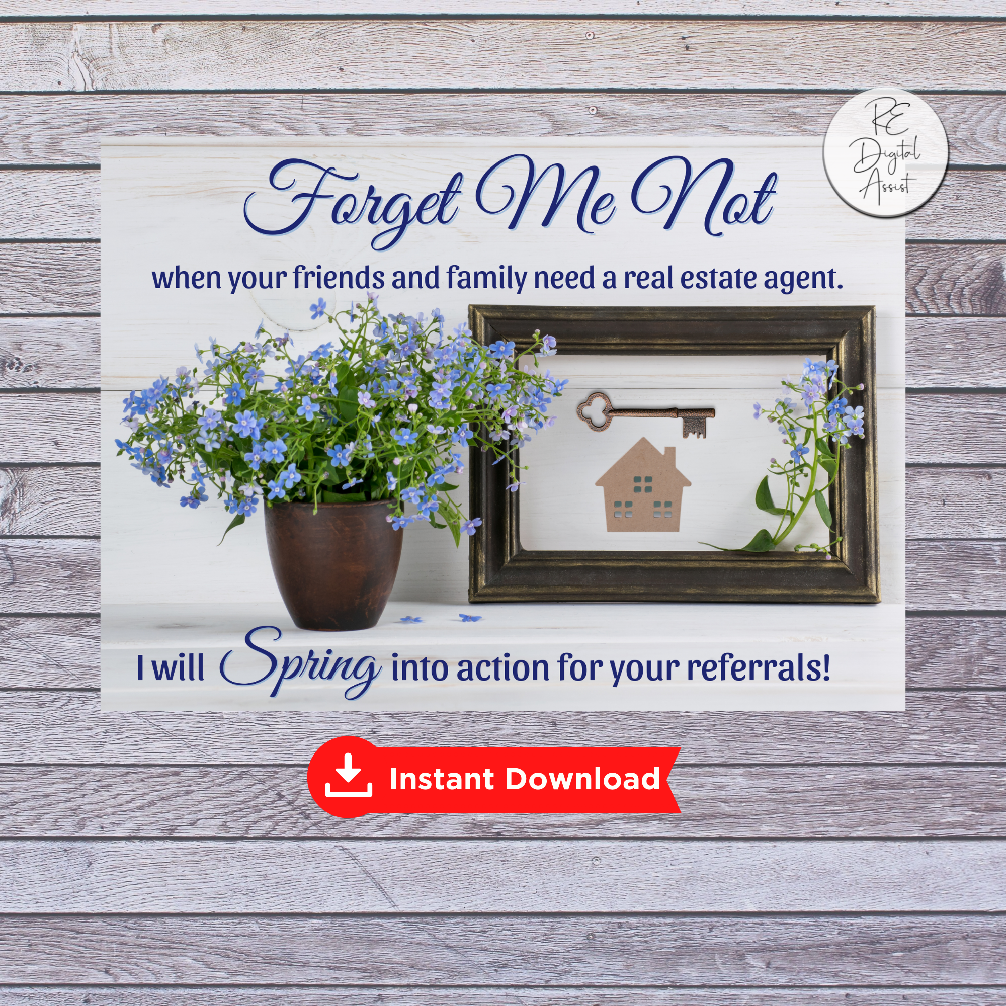 Forget Me Not Spring Real Estate Referrals Postcard