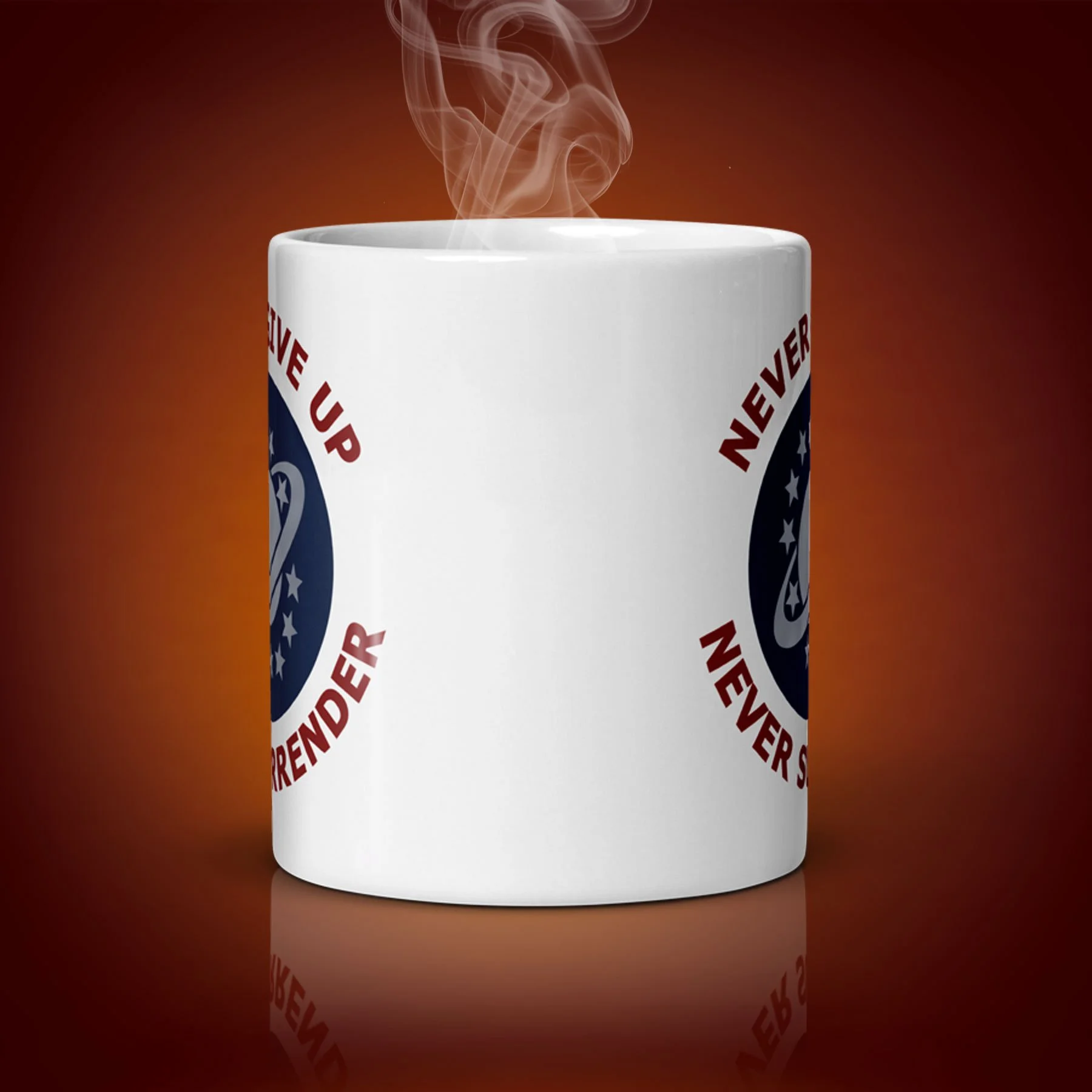 An 11-oz NSEA Mug displays the center side. The artwork on our mug is inspired by the movie "Galaxy Quest". It is available for $21.99 with free shipping.