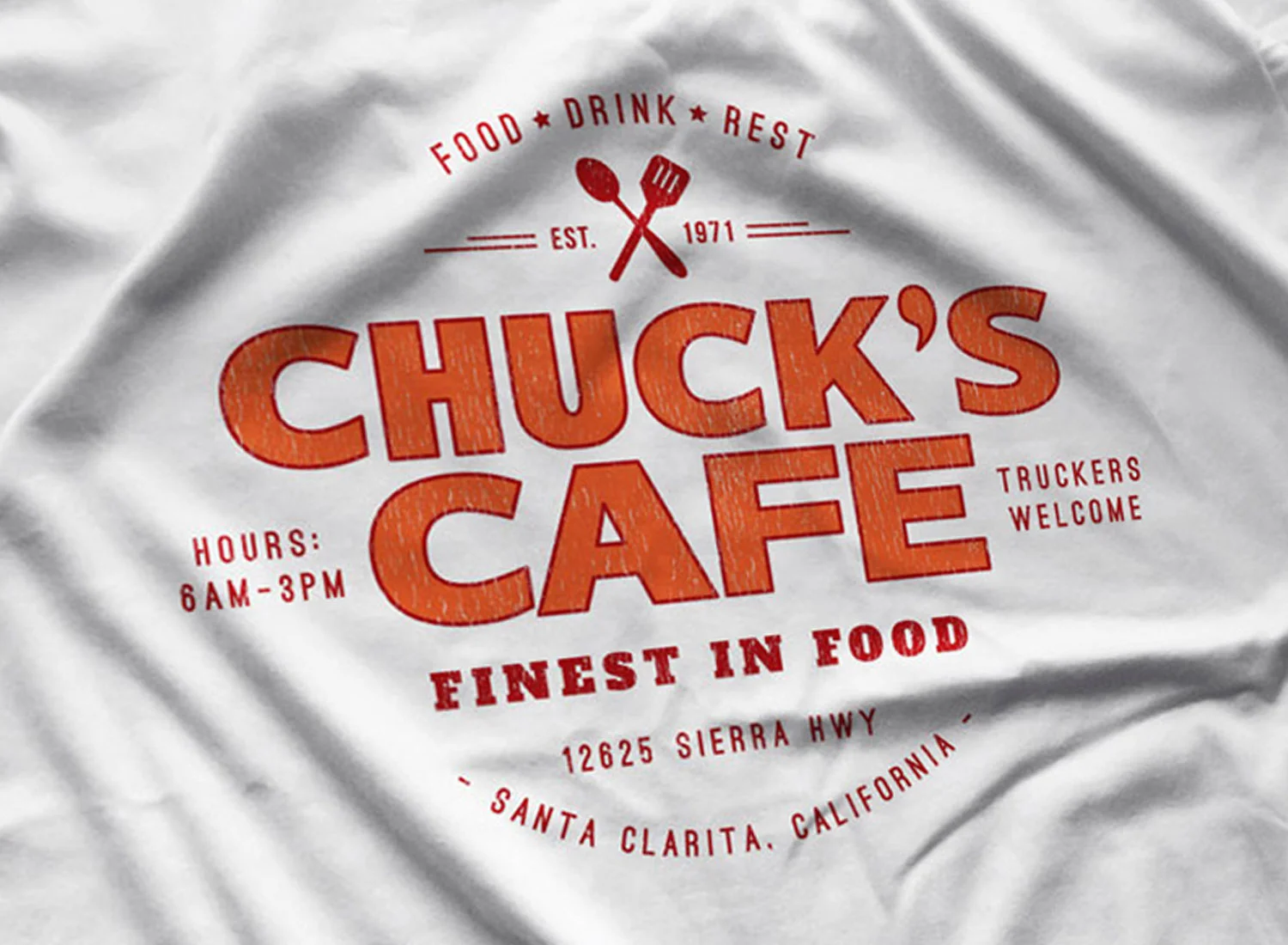 Chuck's Cafe T-Shirt White Duel Inspired S M L XL 2XL 3XL 4XL 5XL $16.49