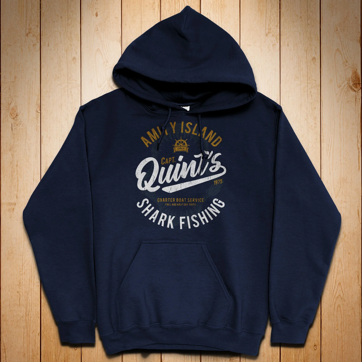Quint's Shark Fishing Hoodie Navy Blue Jaws Inspired S M L XL 2XL 3XL $29.99