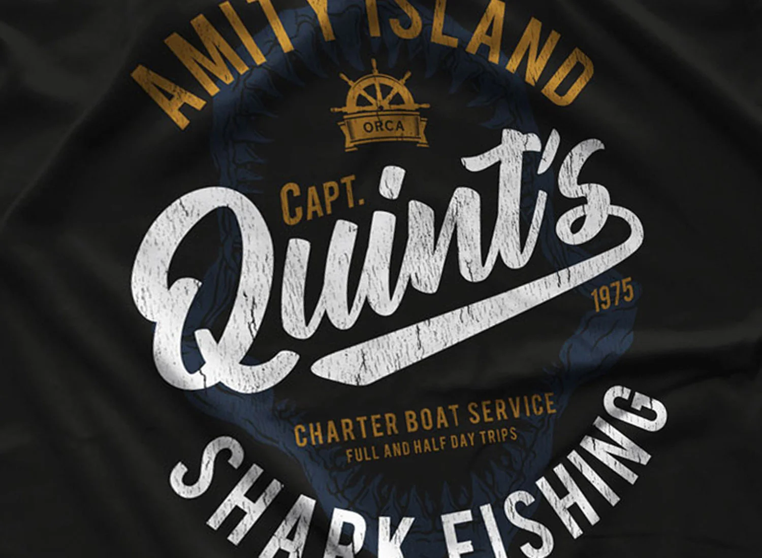Quint's Shark Fishing T-Shirt Black Jaws Inspired S M L XL 2XL 3XL $16.49