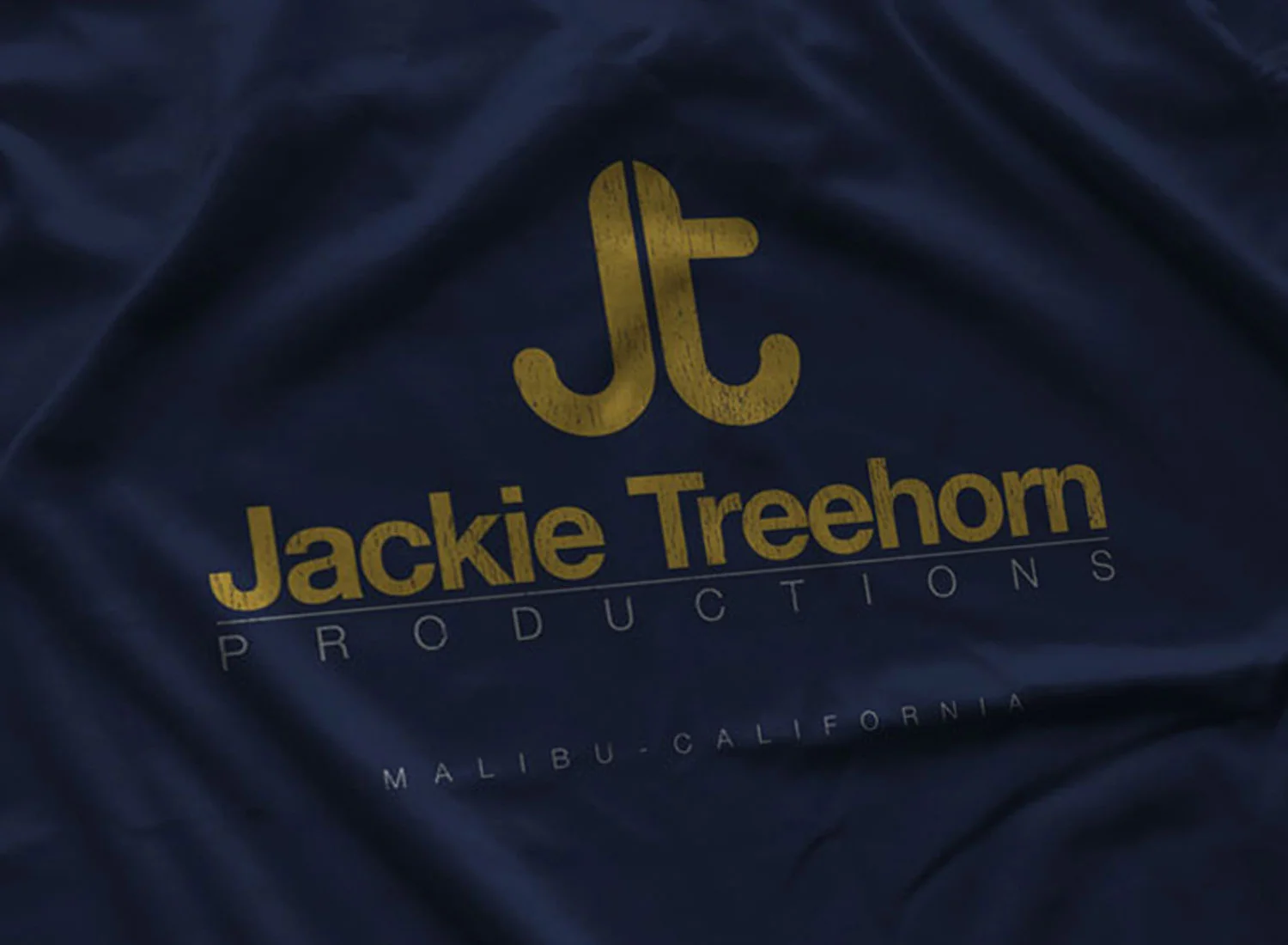 Close-up of a Jackie Treehorn Long Sleeve T-Shirt in Navy Blue.