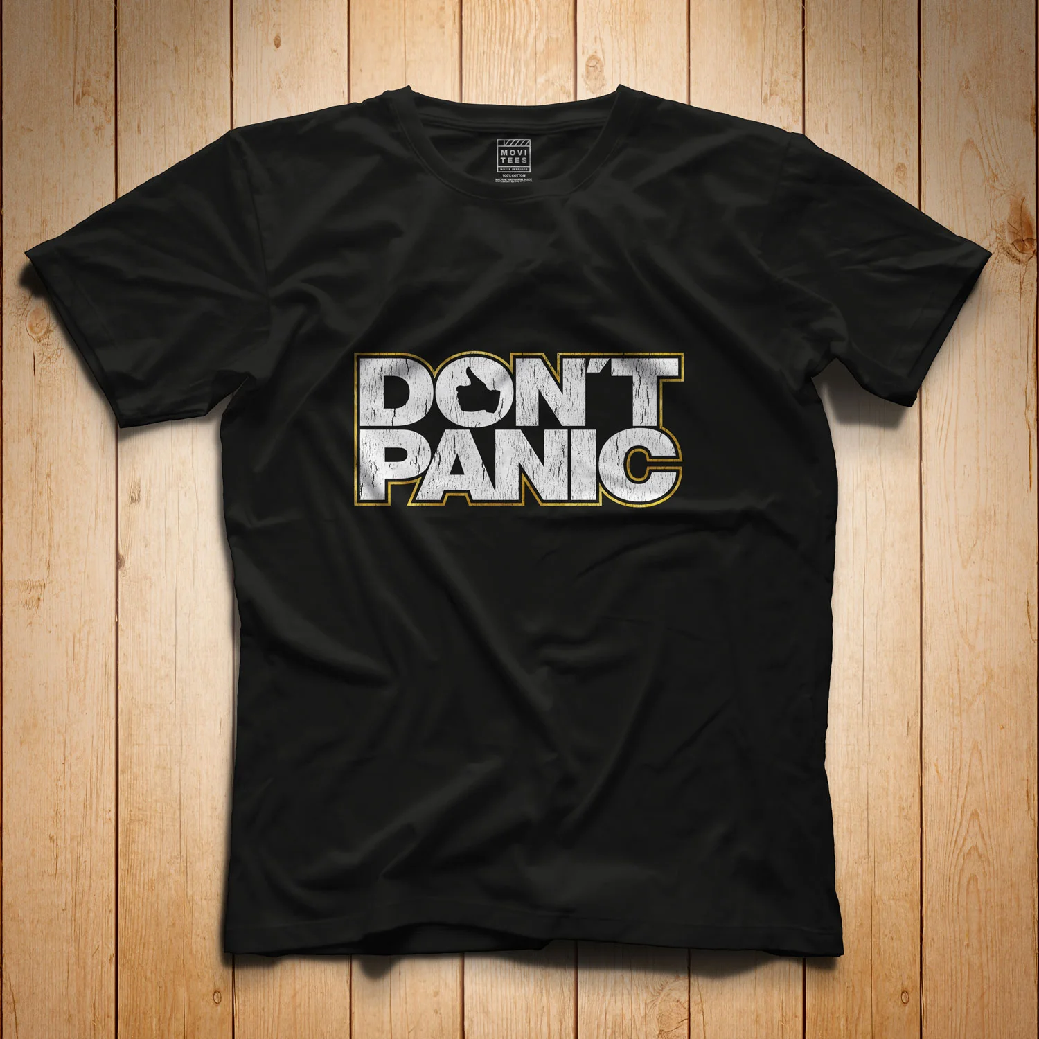 Don't Panic T-Shirt Black The Hitchhiker's Guide to the Galaxy Inspired S M L XL 2XL 3XL 4XL 5XL $16.49