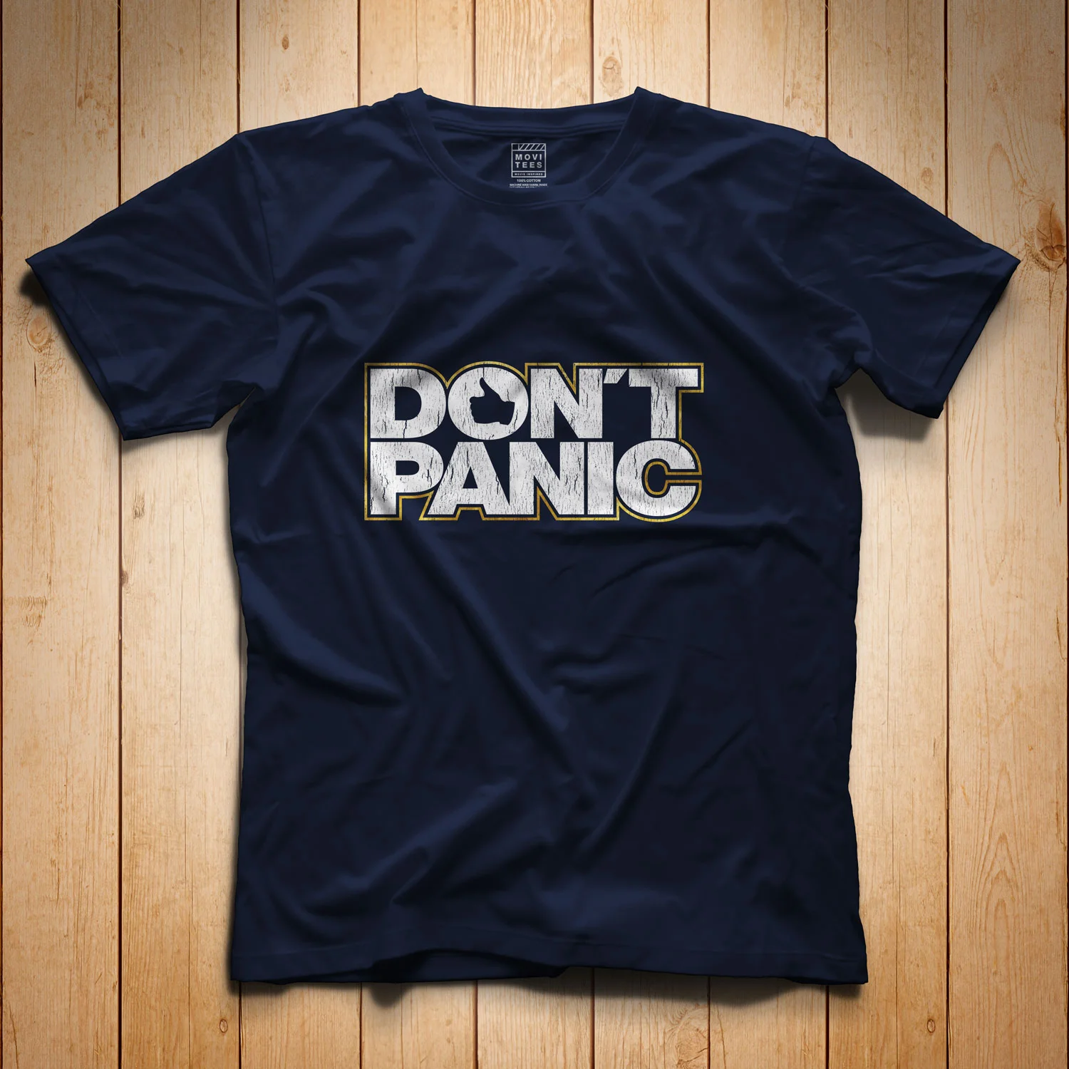 Don't Panic T-Shirt Navy Blue The Hitchhiker's Guide to the Galaxy Inspired S M L XL 2XL 3XL 4XL 5XL $16.49