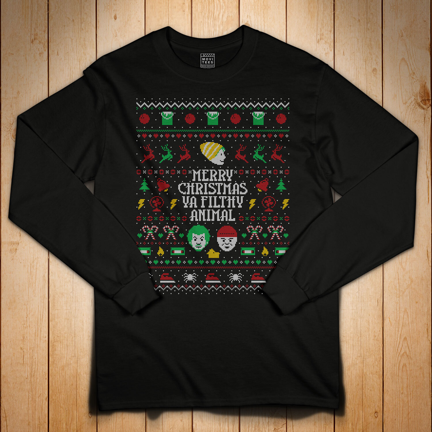 Merry Christmas Ya Filthy Animal Ugly Sweater Long Sleeve T-Shirt inspired  by Home Alone — MoviTees