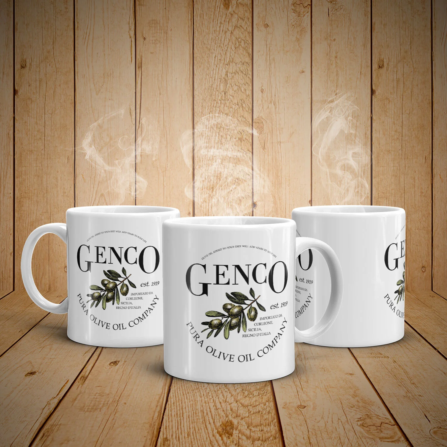 Genco Pura Olive Oil Co Mug White The Godfather Part II Inspired Coffee Mug $21.99