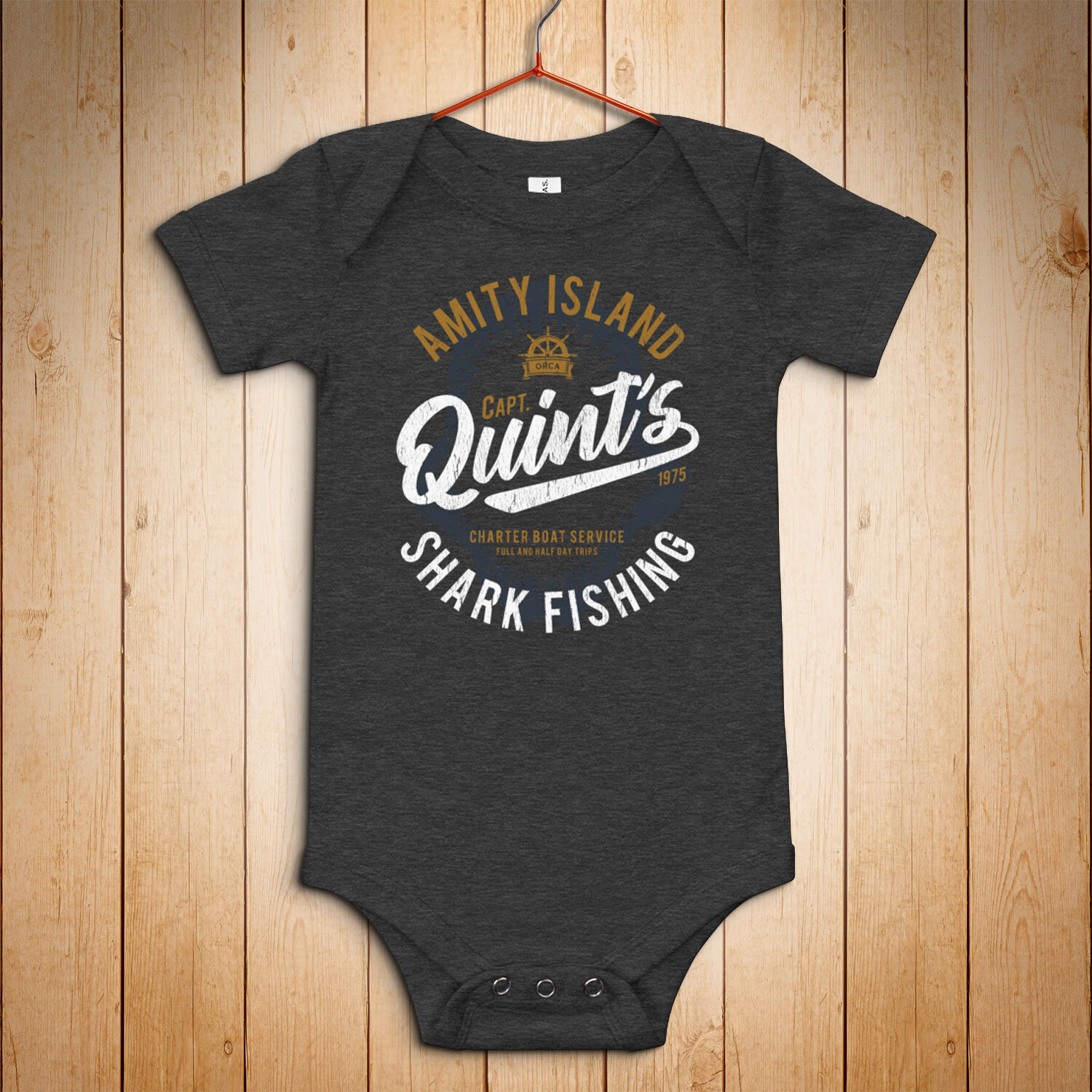 Quint's Shark Fishing Baby Onesie Inspired by Jaws - Baby Bodysuits — MoviTees