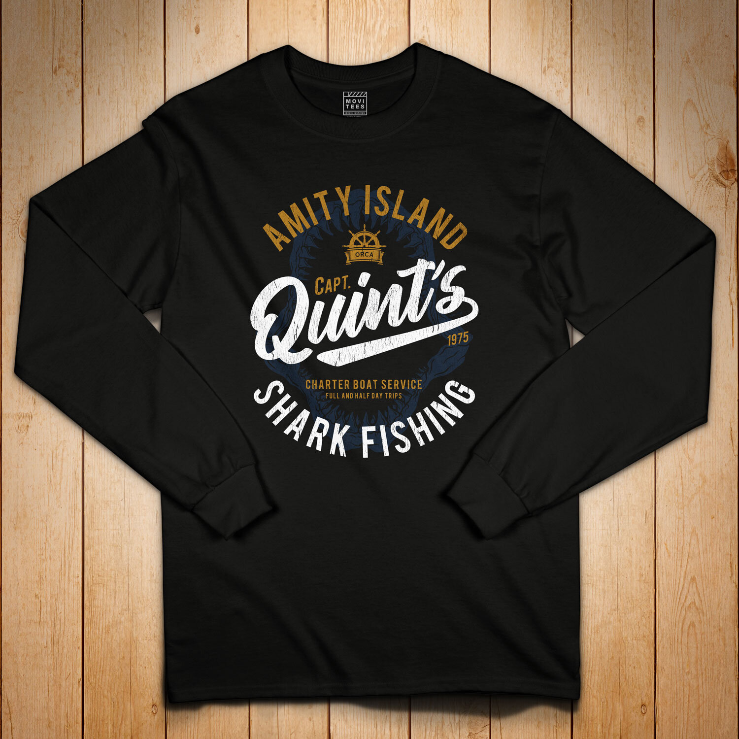 Quint's Shark Fishing T-Shirt inspired by Jaws - Long Sleeve