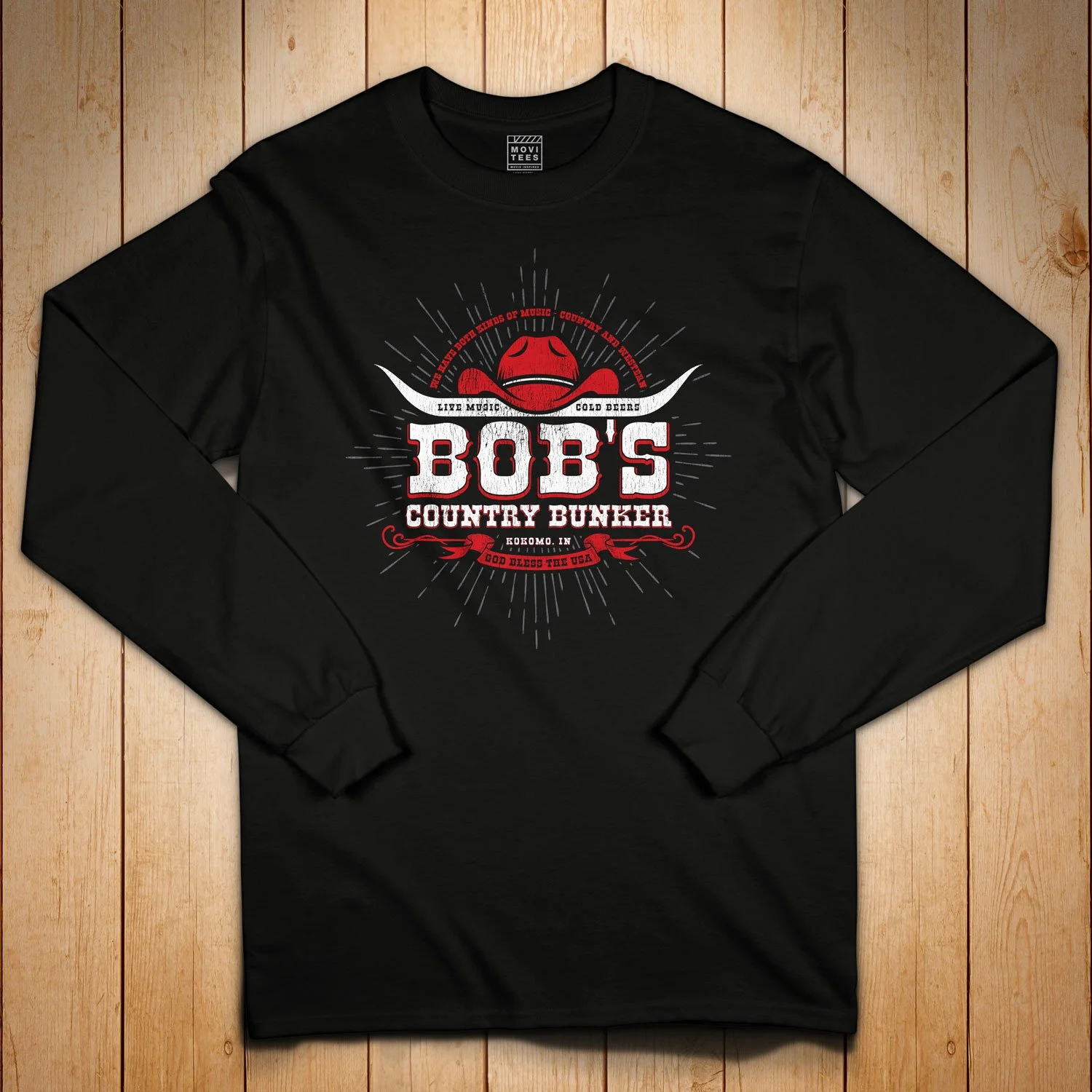 Bob's Country Bunker Long Sleeve T-shirt in Black. Get your "The Blues Brothers"-inspired shirt in sizes S to 5XL, starting at just $27.99 with free shipping.