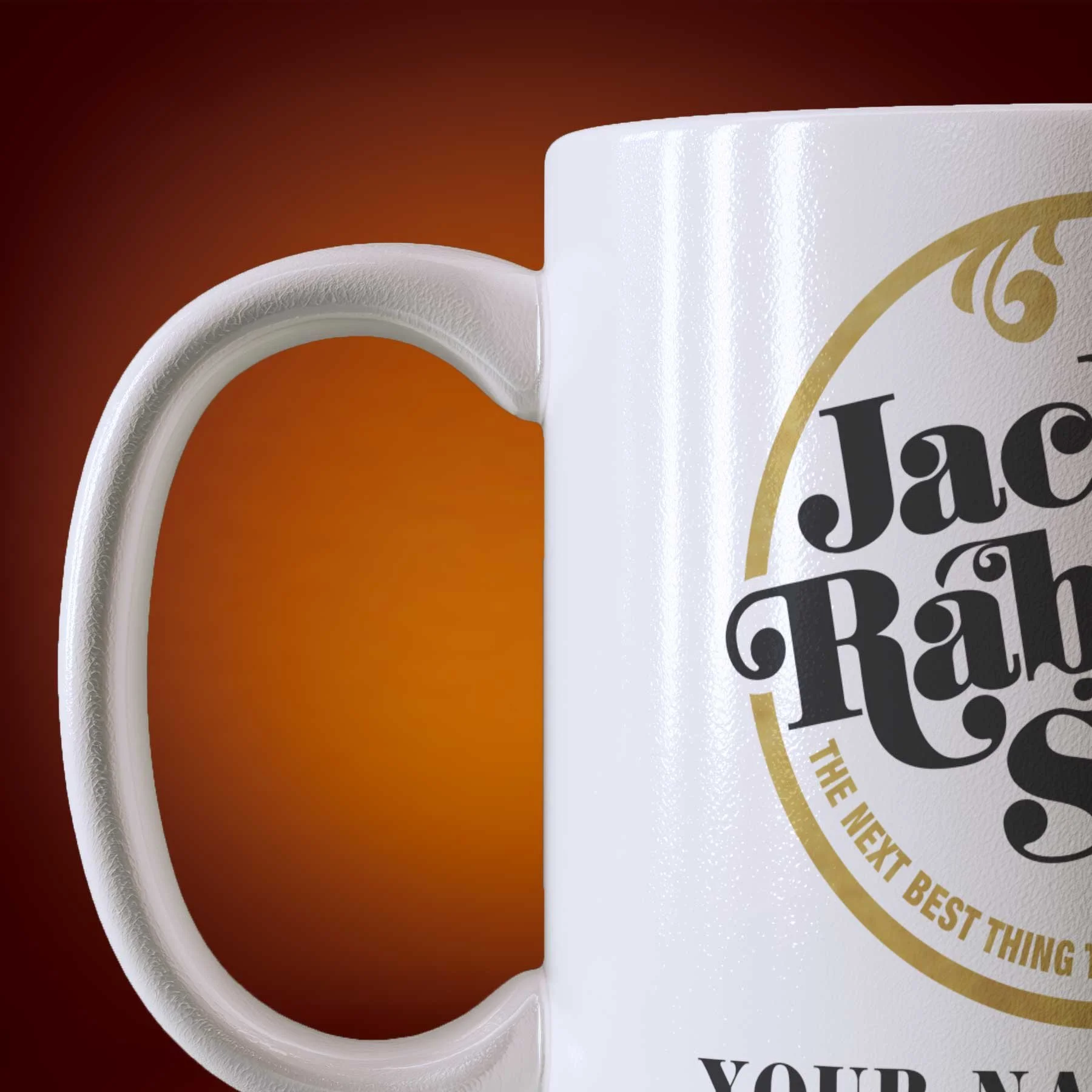 Close-up of an 11-oz personalized Jack Rabbit Slim's mug.